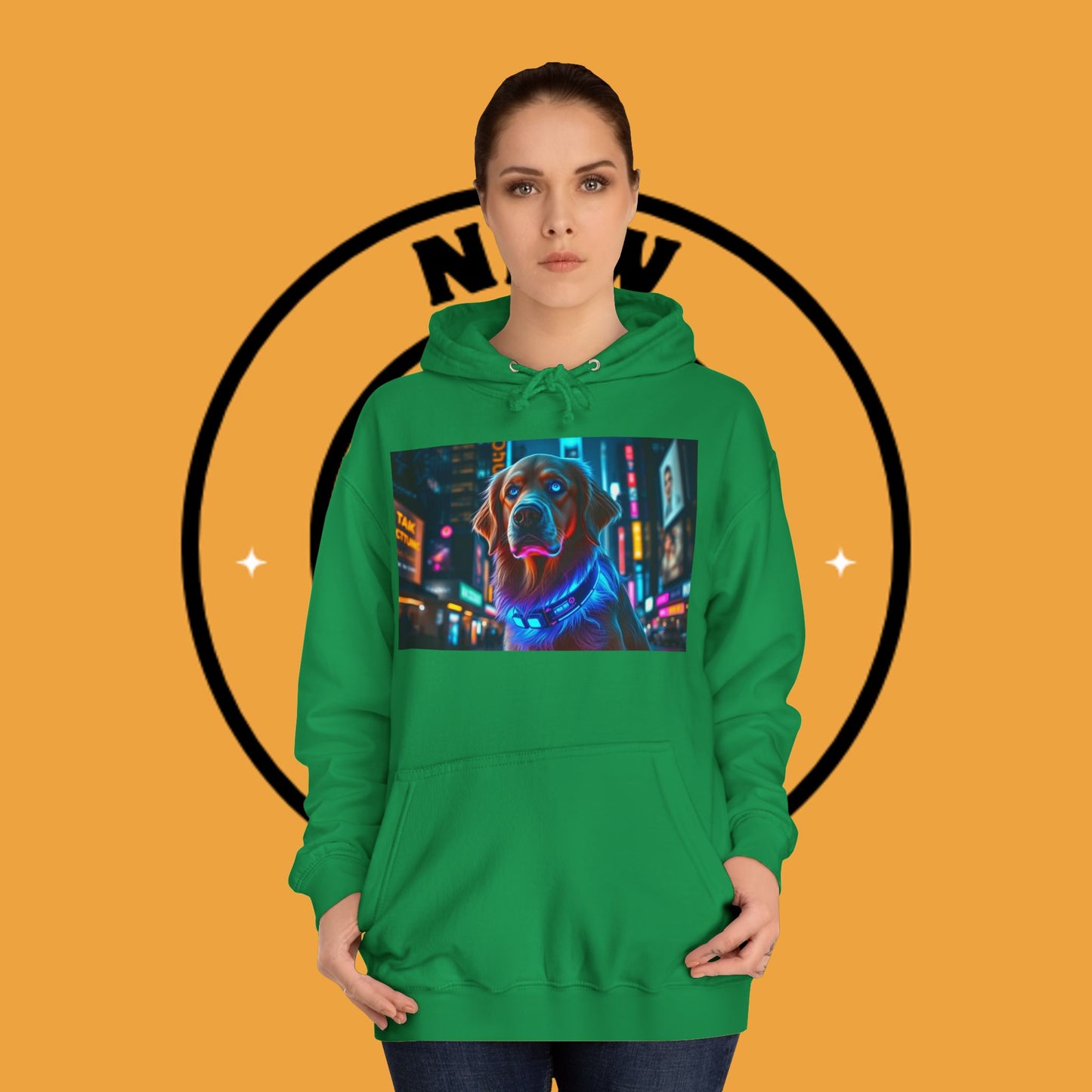 Neon City Lights – Futuristic Urban Dog Hoodie - Unisex Hoodies