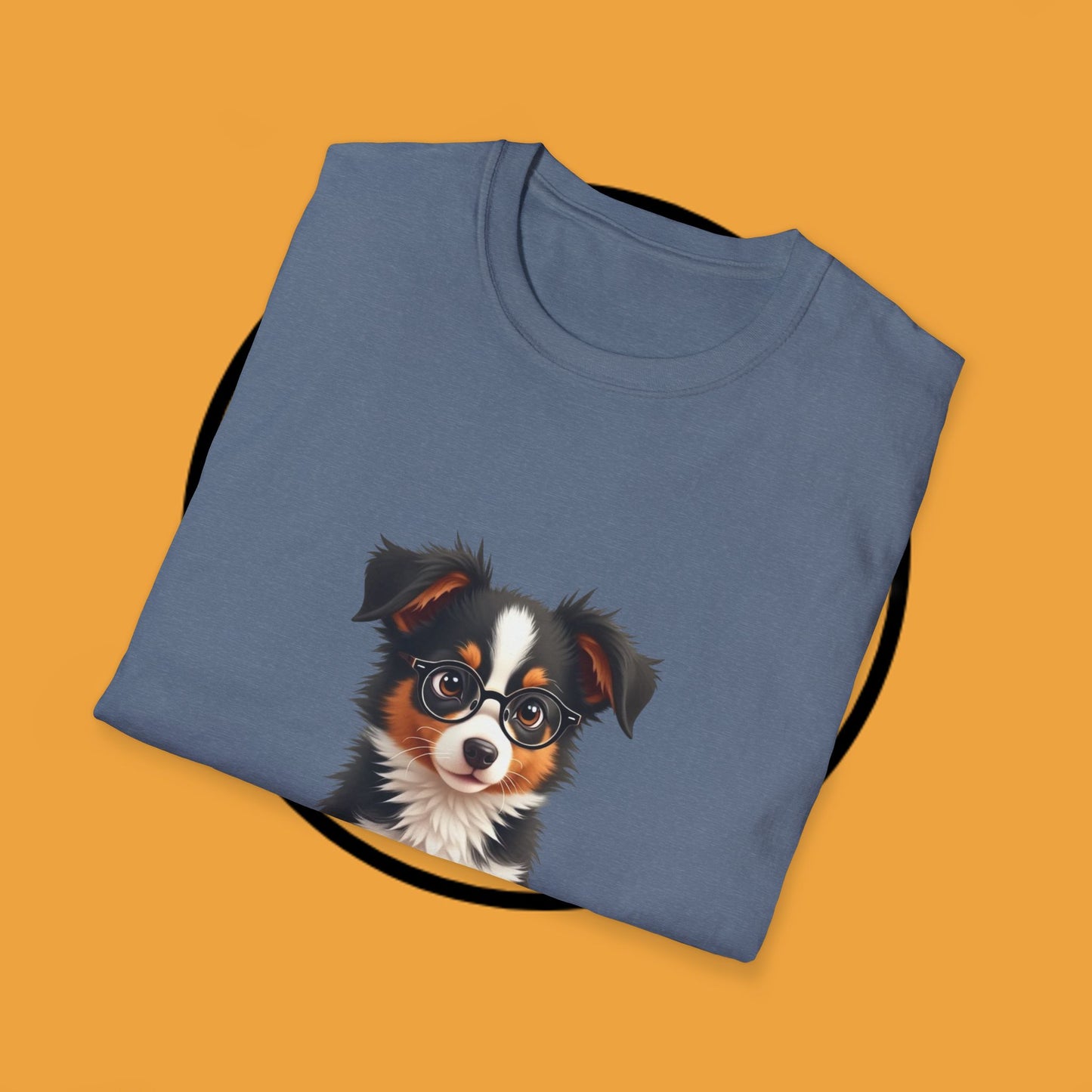 "Professor Puppy - Scholarly Border Collie" - Intellectual Dog T-Shirt - Smart Puppy with Glasses T-Shirt - Scholarly Dog Reading Book Tee | Educational Pet Lover Gift