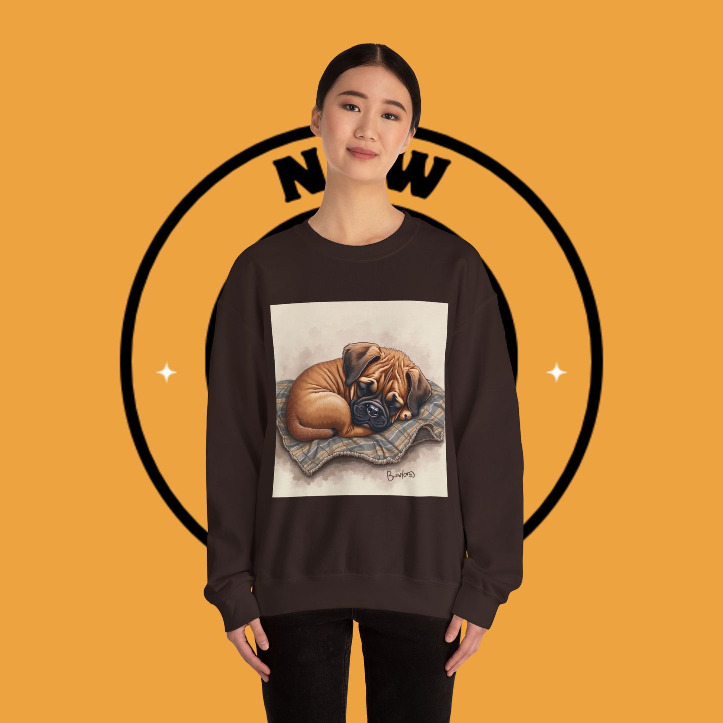 Sleeping Boxer Puppy Crewneck Sweatshirt - Cozy Dog Art Design - Comfort Wear for Pet Lovers