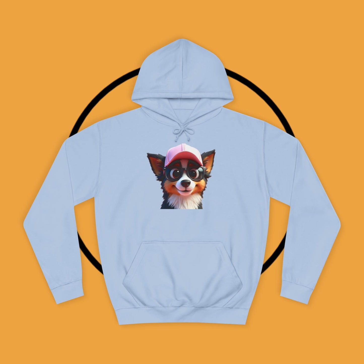 "Hipster Border Collie Puppy with Glasses & Cap Hoodie - Cute Trendy Dog Sweatshirt | Fun Design"