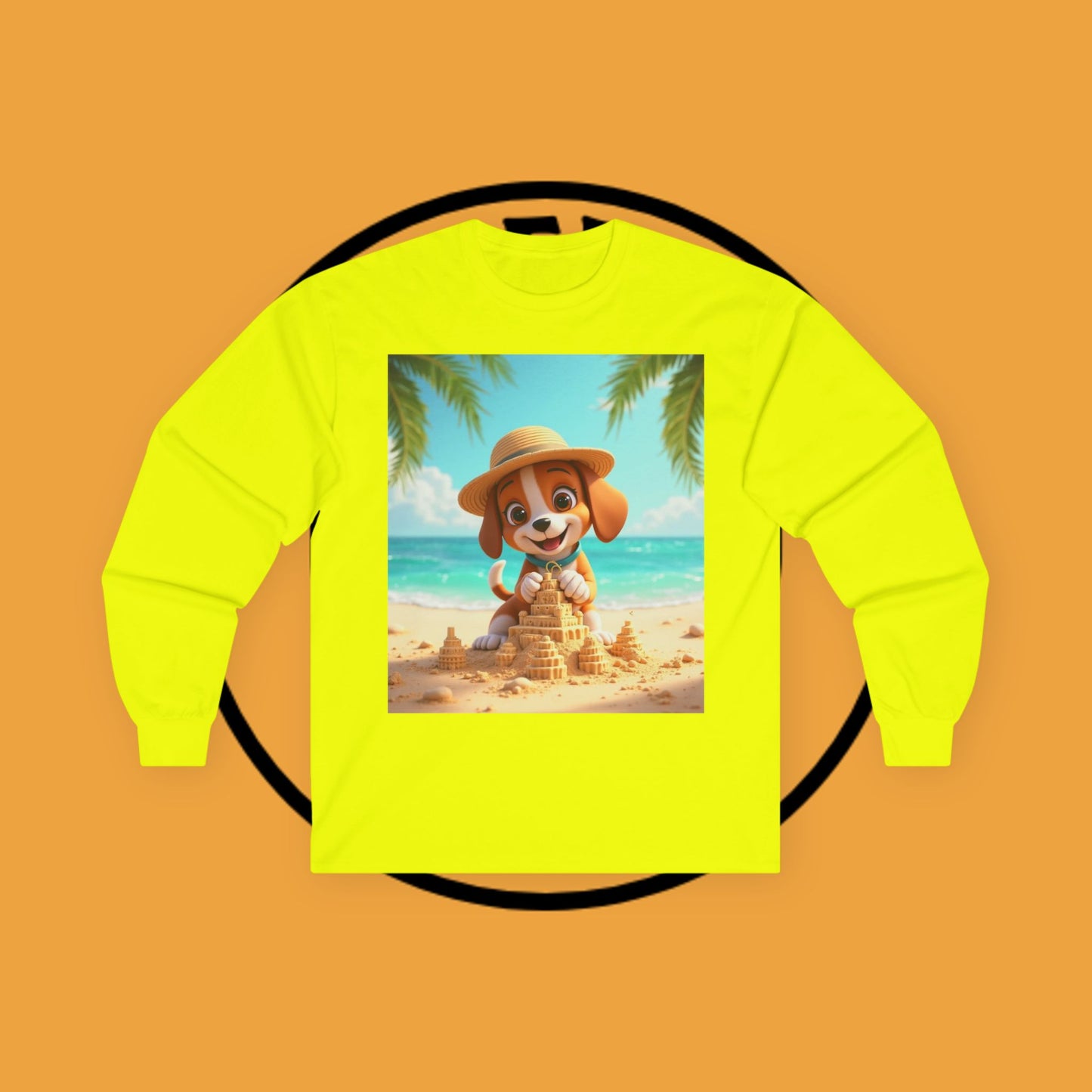 Beach Puppy Building Sandcastle Long Sleeve Shirt - Summer Tee