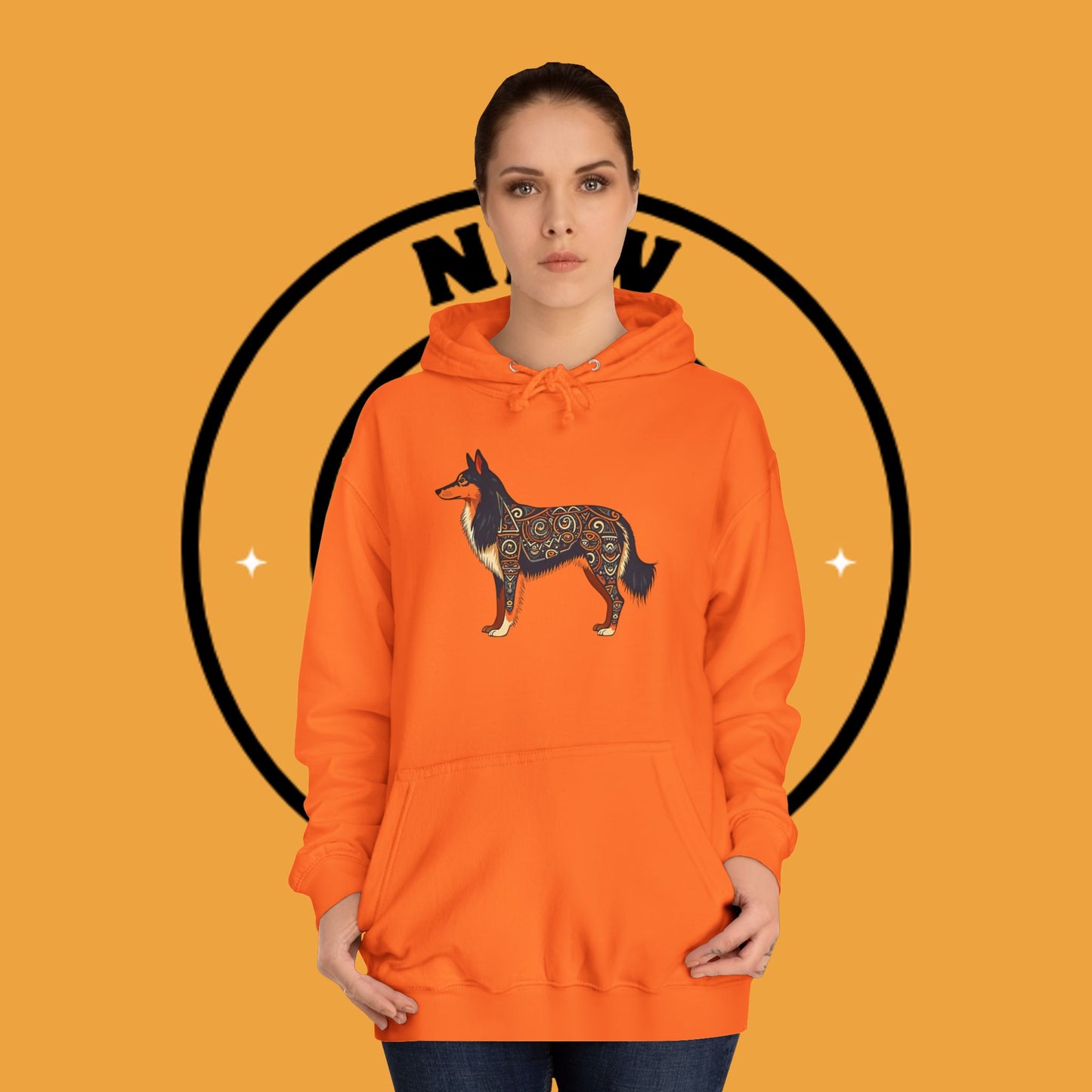 "Tribal Border Collie Mandala Hoodie - Sacred Geometry Dog Art Sweatshirt | Spiritual Celtic Design"