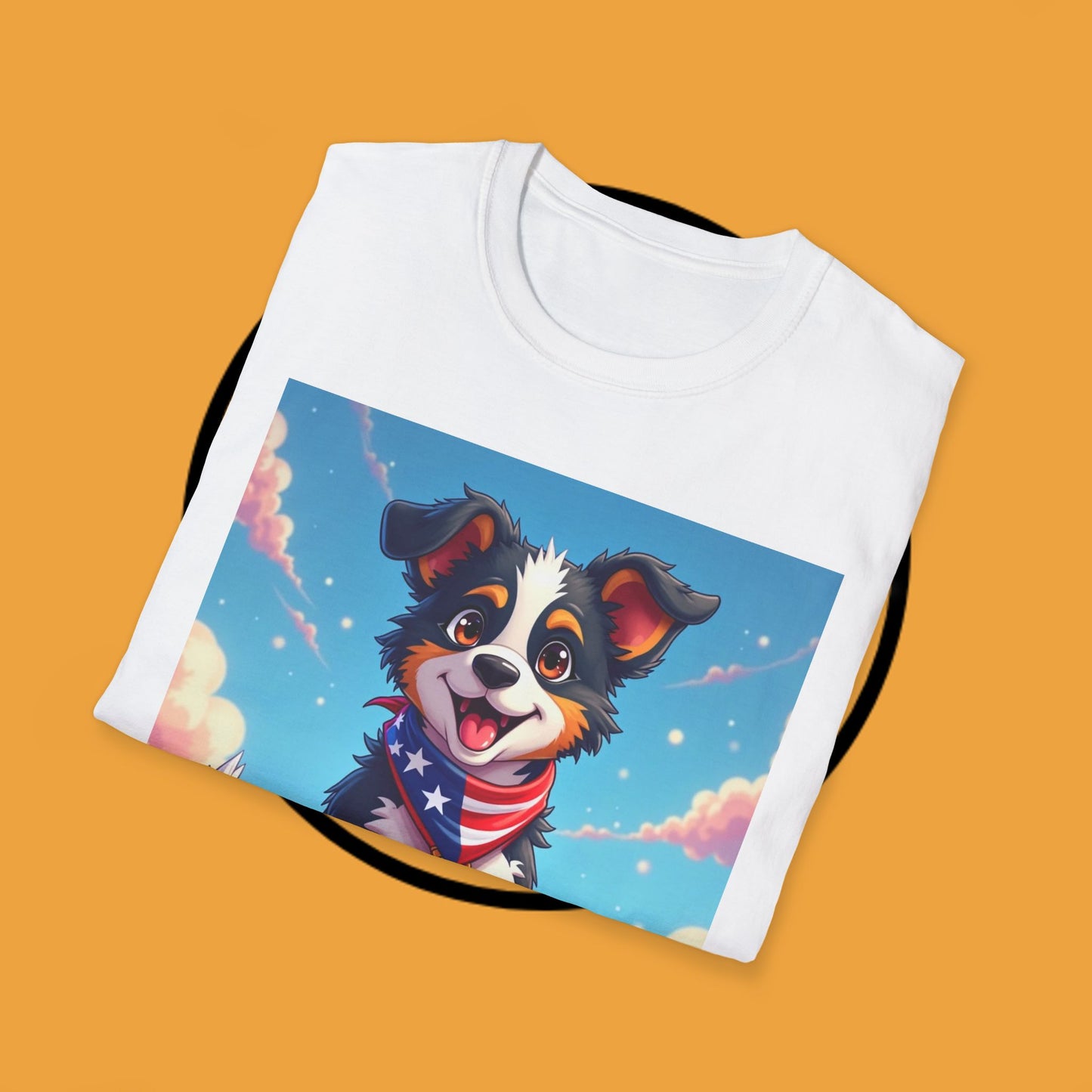 "All-American Champion Puppy" - Patriotic Hero Dog T-Shirt - Patriotic Puppy Dog T-Shirt - American Flag Bandana Champion Dog Tee | USA Pride Pet Lover Gift