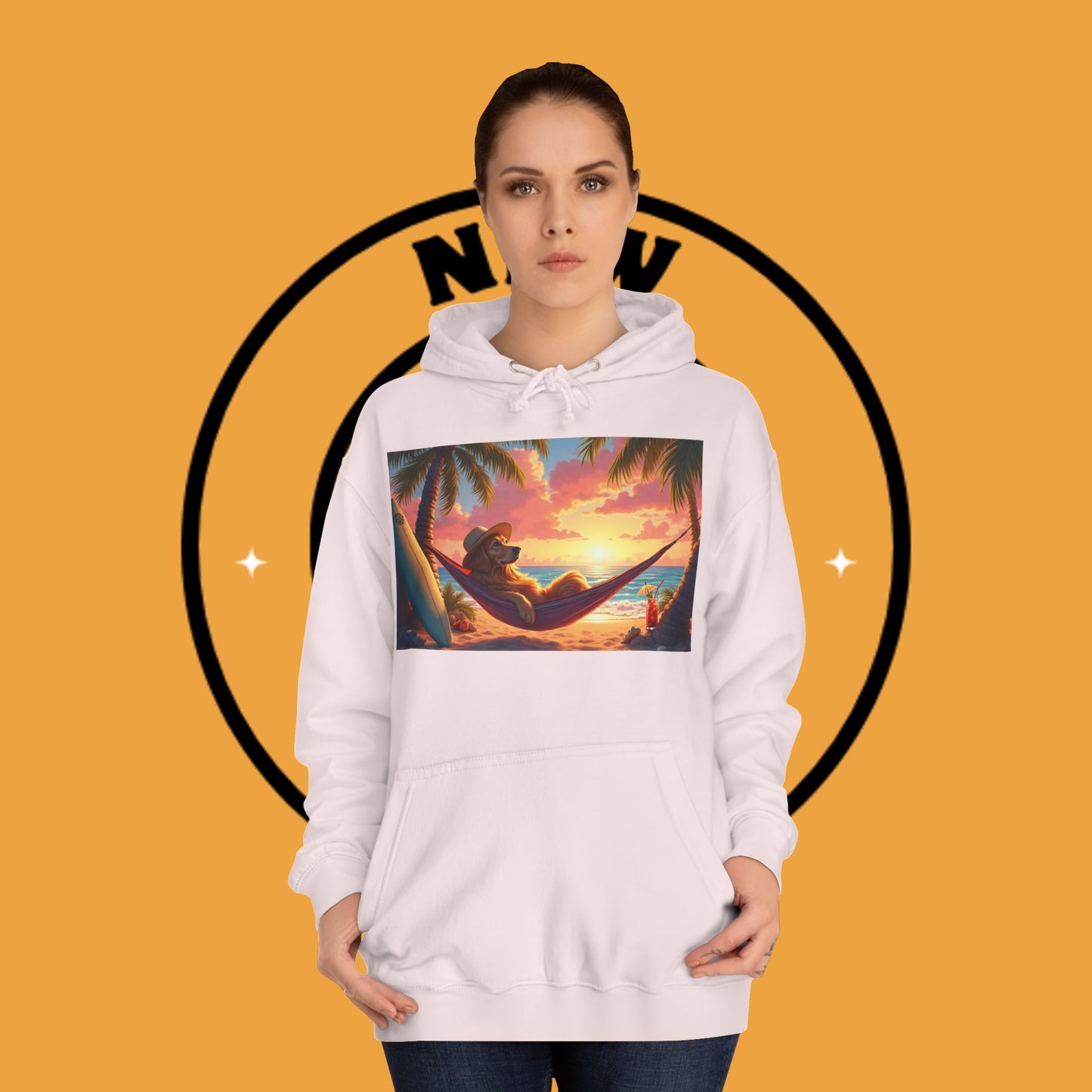 Beachside Bliss Golden Retriever Hammock Hoodie - Unisex Hoodies