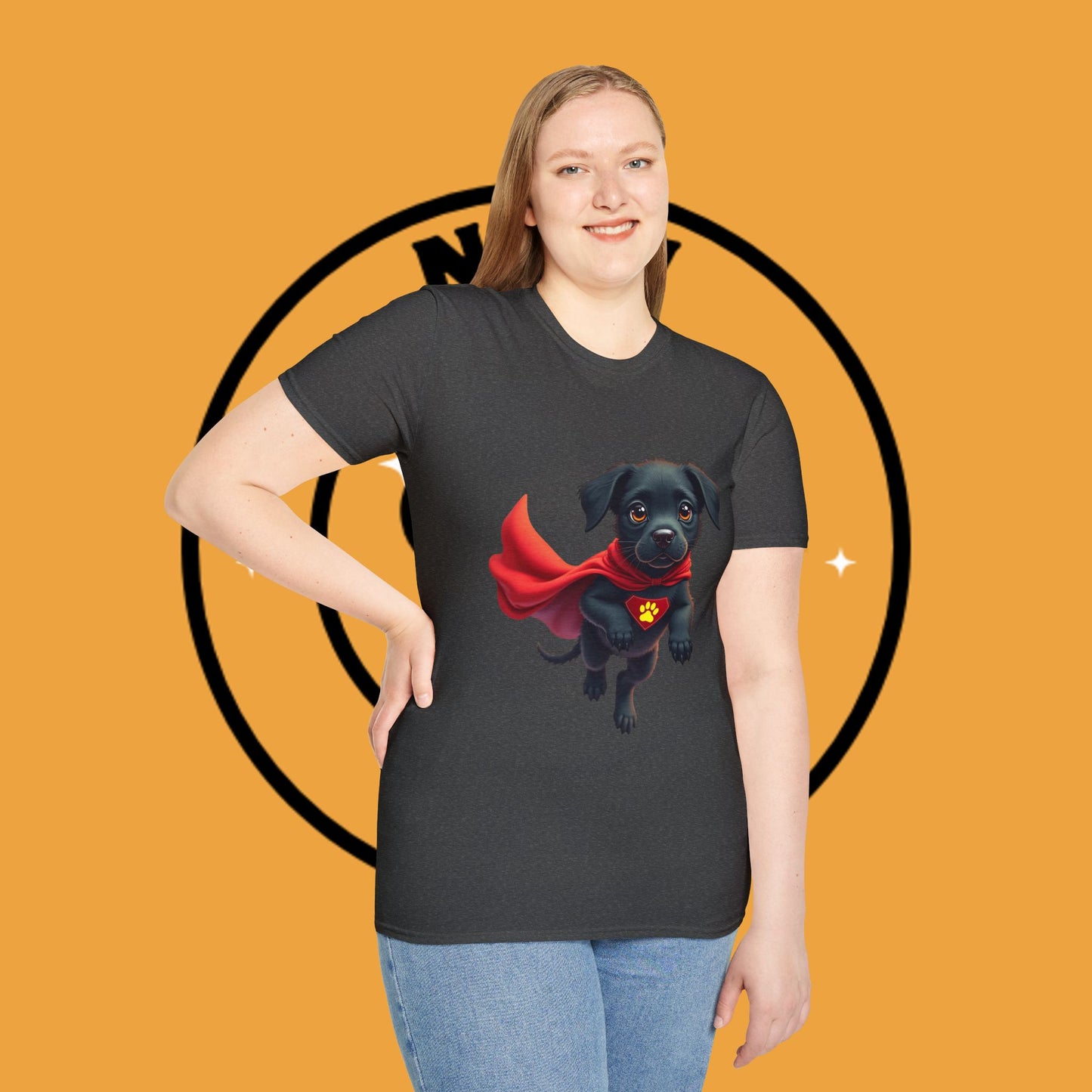 Superhero Retriever Puppy - Dog - Unisex T-Shirt Design Tiny Hero 🦸♂️ | Adorable Black Puppy Superhero T-Shirt for Canine Crusaders