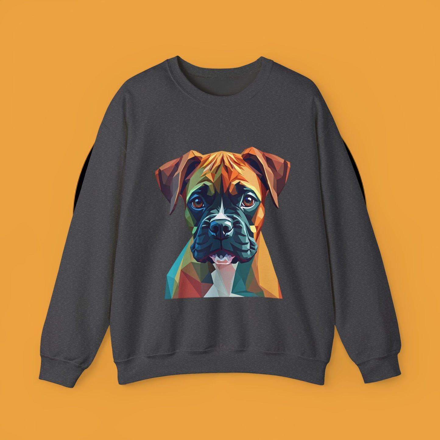 Geometric Boxer Dog Crewneck Sweatshirt - Polygon Art Pet Portrait - Modern Design Lover Gift
