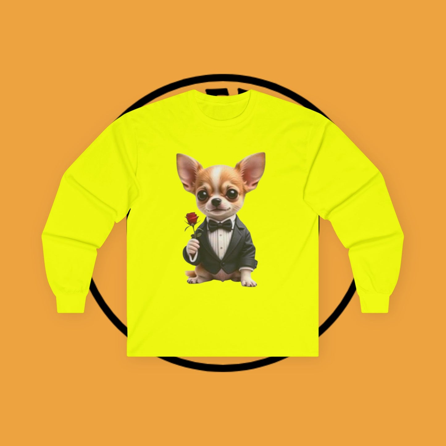 ๐น Gentleman Chihuahua Long Sleeve Tee - Dapper Dog in Tuxedo Design