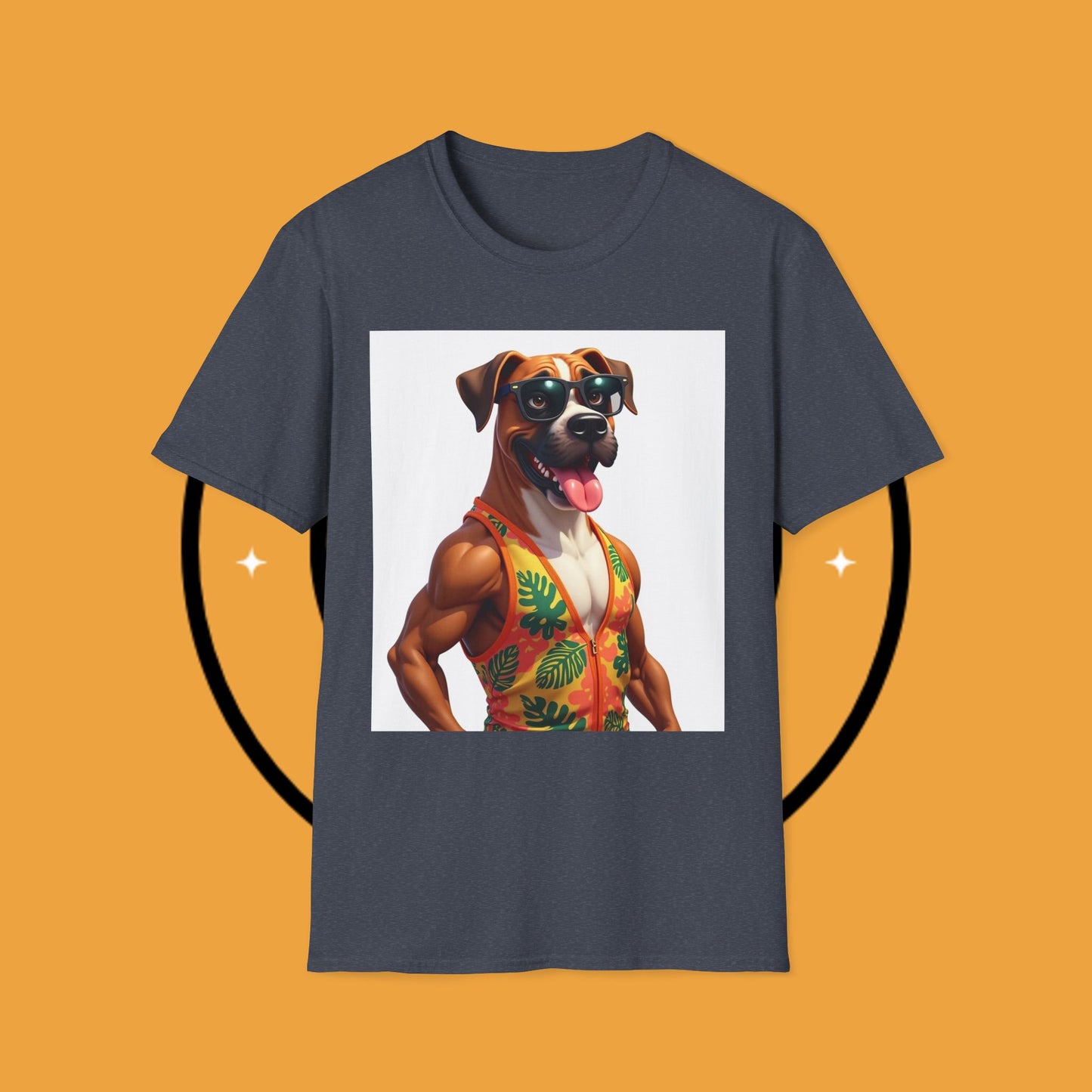 "Buff Beach Boxer" Summer Vacation T-Shirt / Buff Boxer Dog T-Shirt - Funny Muscular Beach Dog Tee