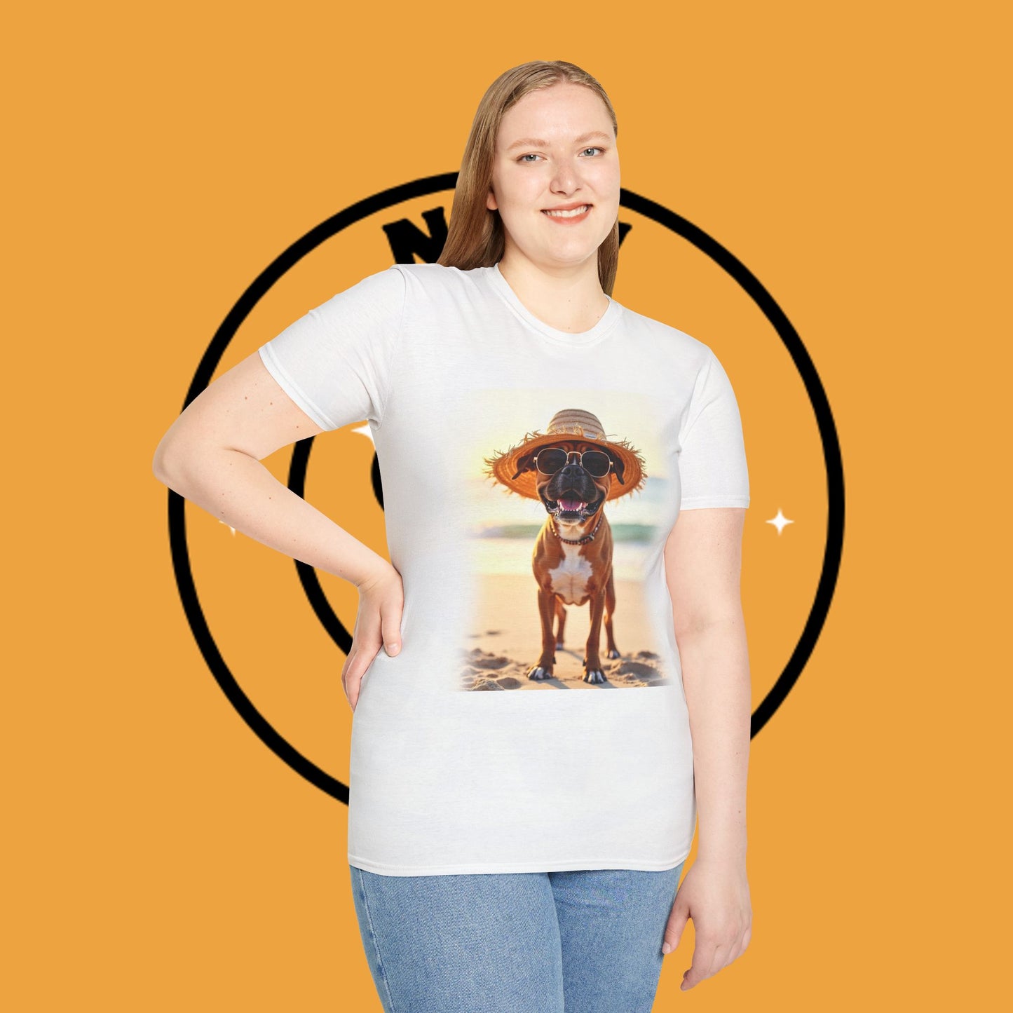 "Vacation Boxer Beach Vibes" Premium Summer T-Shirt / Beach Boxer Dog T-Shirt - Vacation Vibes Summer Pup Tee