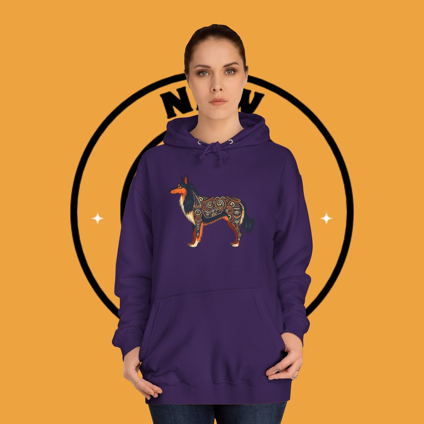 "Tribal Border Collie Mandala Hoodie - Sacred Geometry Dog Art Sweatshirt | Spiritual Celtic Design"