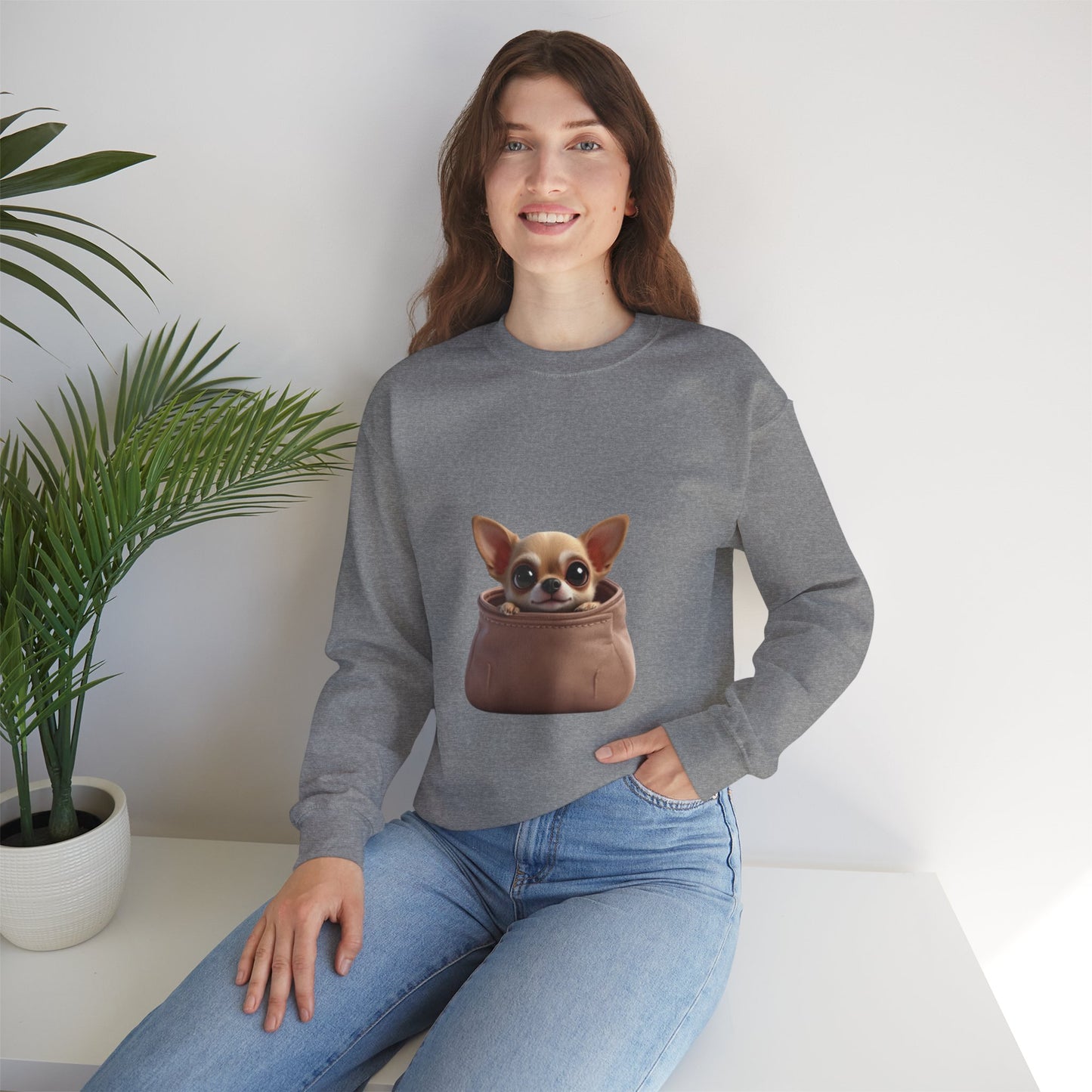 Pocket Chihuahua Sweatshirt - Cute Purse Puppy Design | Small Dog Lover Gift Crewneck
