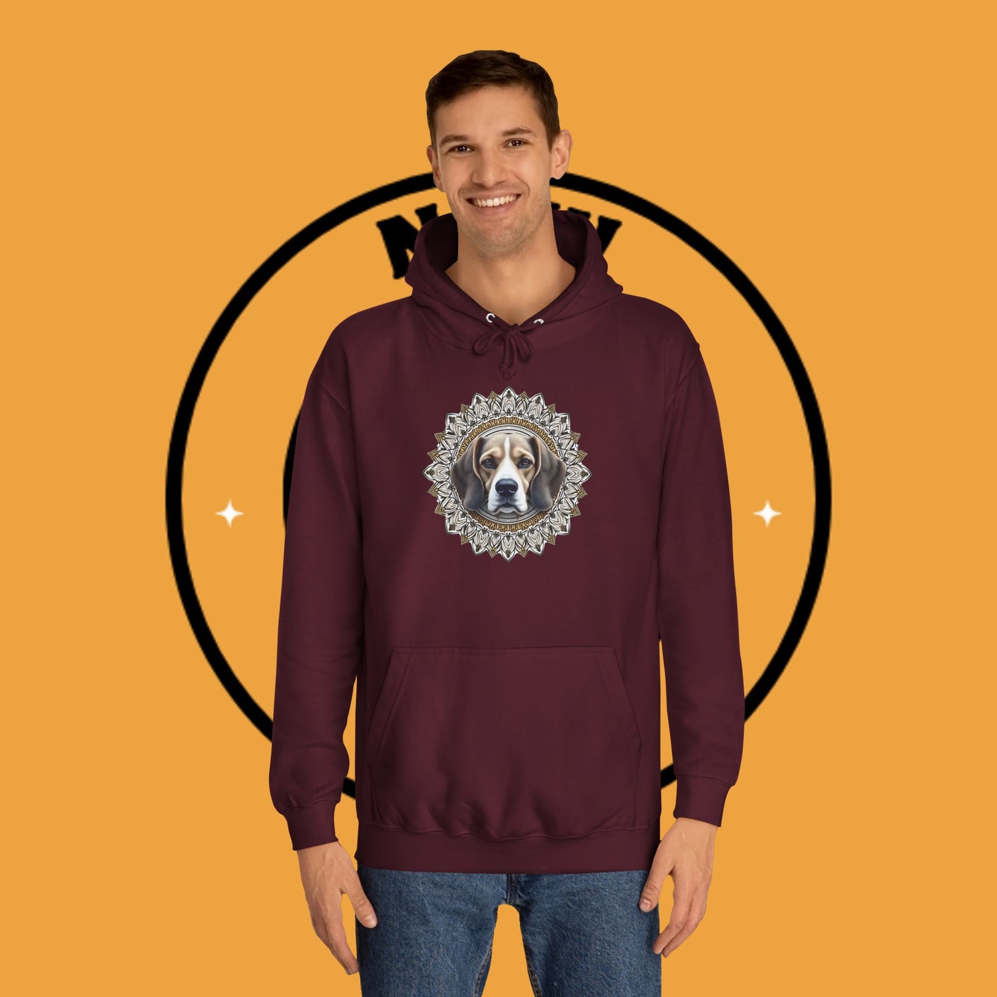 🕉️ Sacred Beagle Mandala Hoodie - Where Spirituality Meets Canine Love! ✨Royal Beagle Mandala Hoodie 🐾✨- Unisex Hoodie