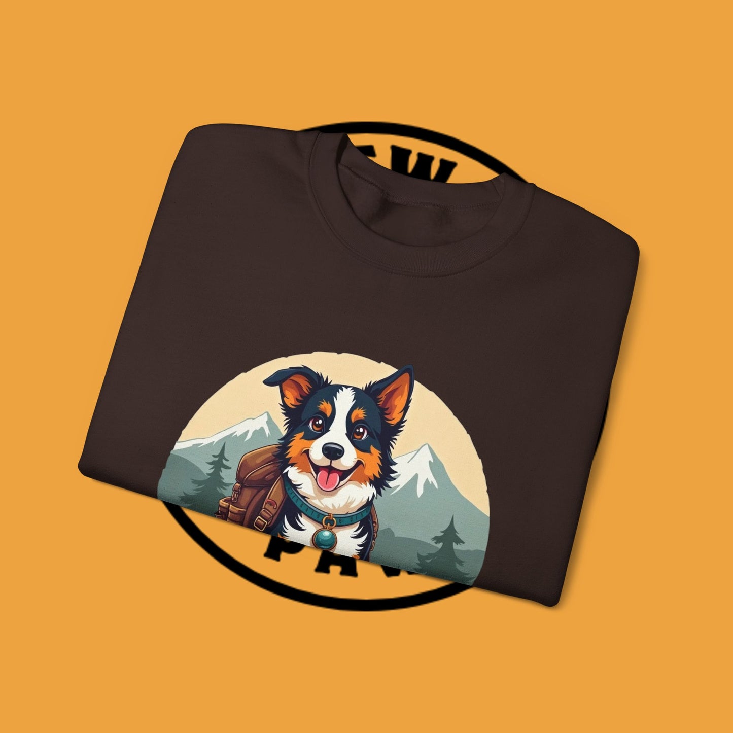 Adventure Dog Hiking Crewneck Sweatshirt - Mountain Explorer Border Collie Design | Outdoor Lover Gift