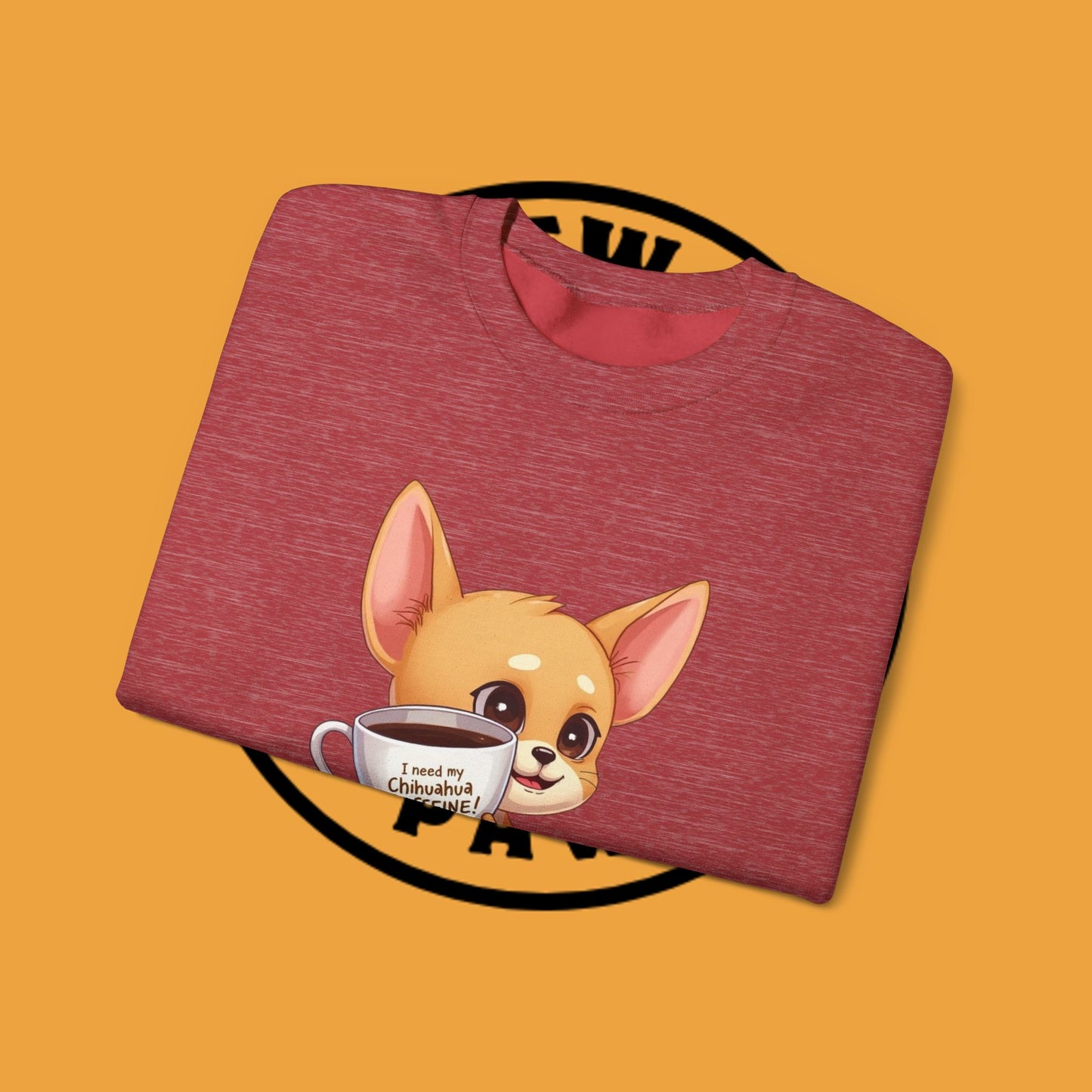 Coffee Chihuahua Sweatshirt - "I Need My Chihuahua Caffeine" Funny Dog Coffee Lover Gift