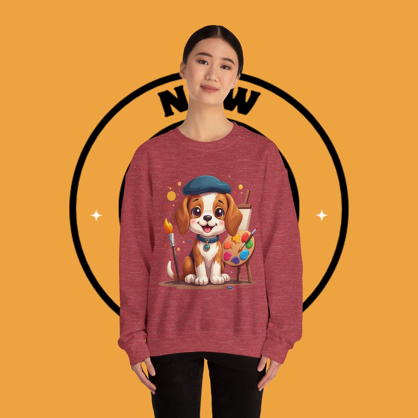 Dog Lover Crewneck Sweatshirt - Beagle Artista π¨ ARTIST BEAGLE SWEATSHIRT - UNLEASH YOUR CREATIVITY! π¨