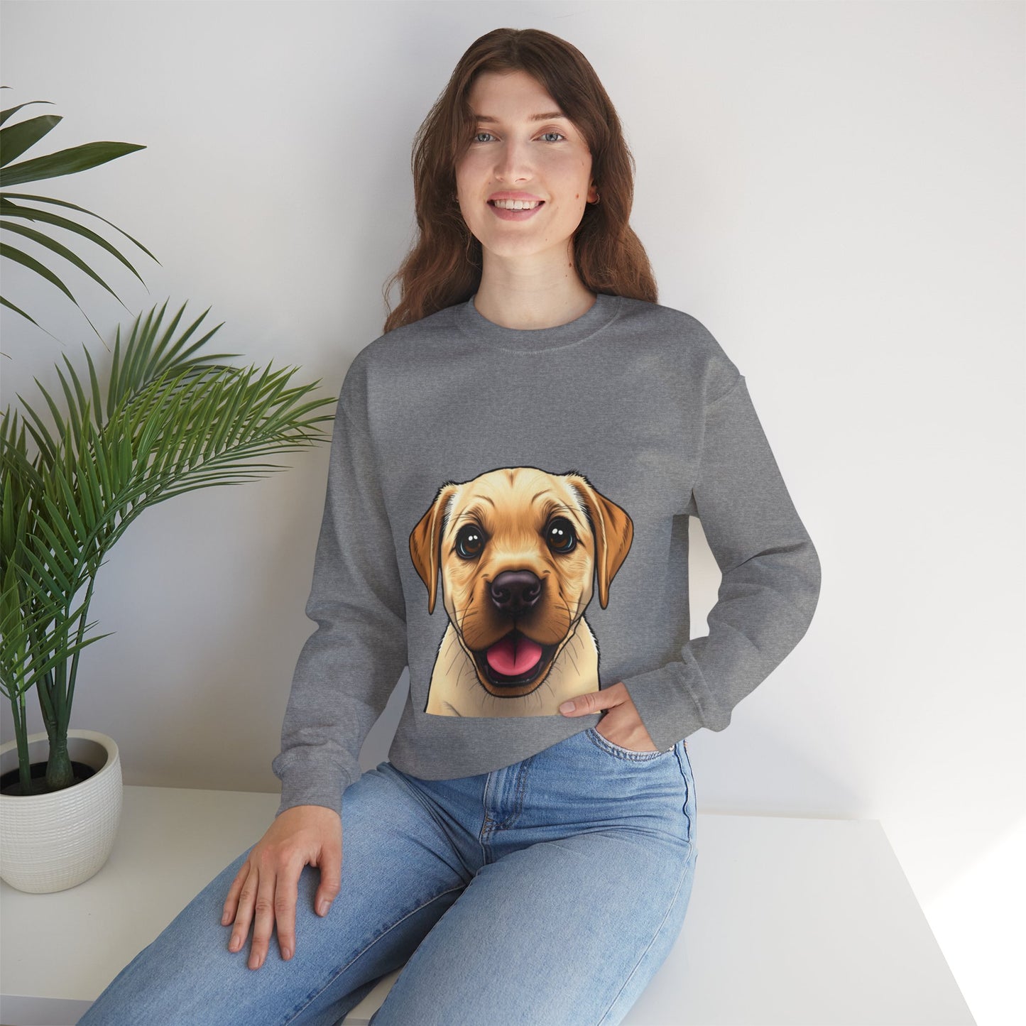 Labrador Puppy Crewneck Sweatshirt - Cartoon Dog Digital Art