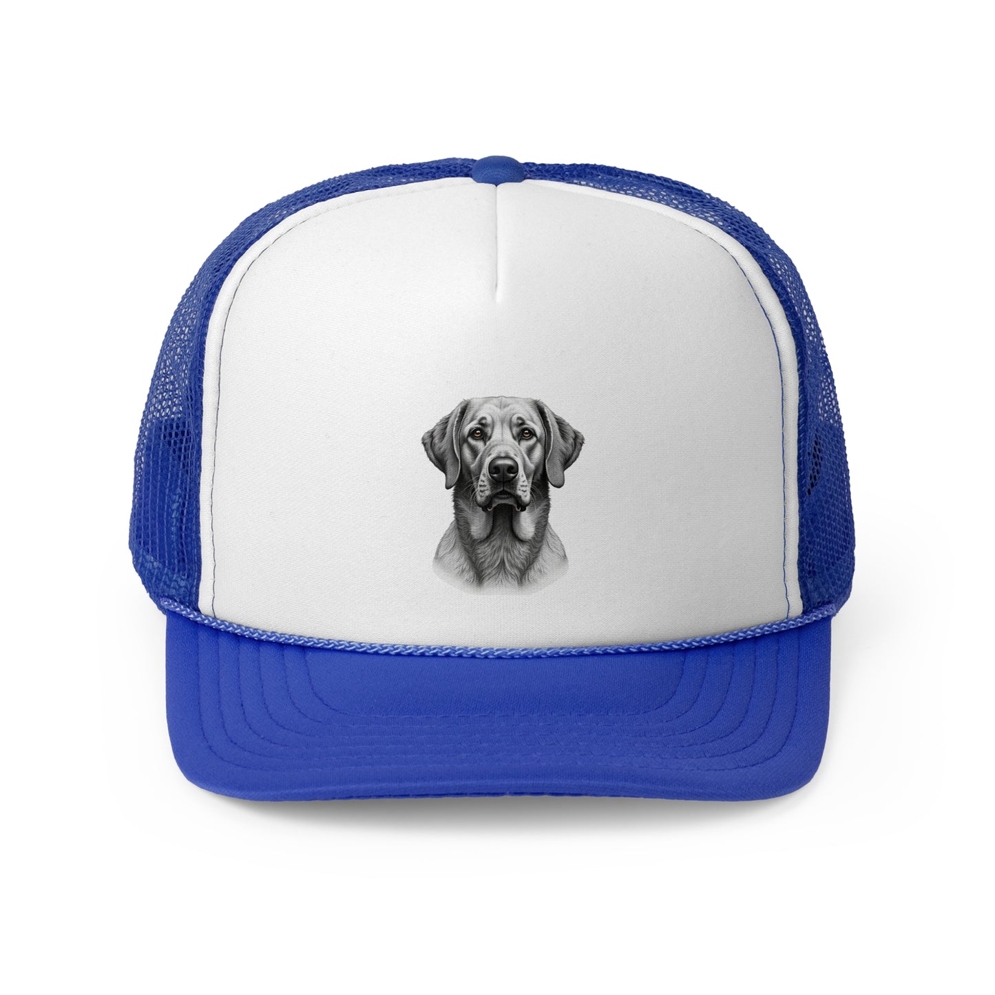 Hyperrealistic Labrador Trucker Cap - Professional Black White Portrait - Unisex Artistic Cap