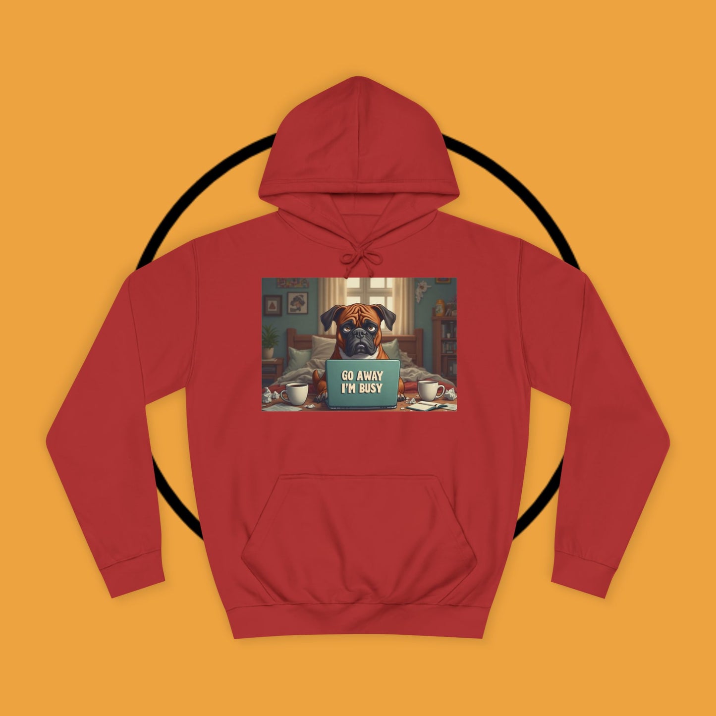 "Go Away I'm Busy" Working Dog Hoodie - Funny Office Humor Apparel | Remote Work Gift