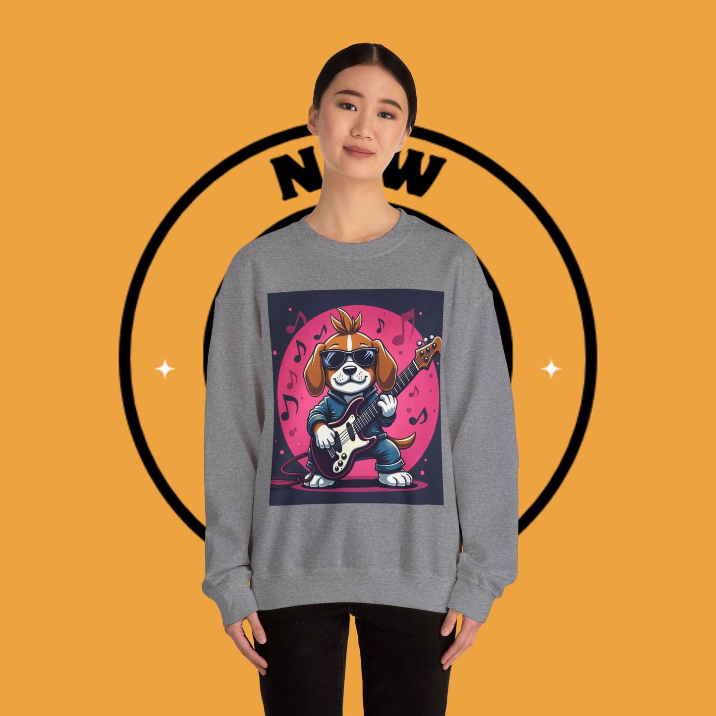 Dog Lover Crewneck Sweatshirt - Beagle Rockstar ๐ธ ROCK STAR BEAGLE SWEATSHIRT - UNLEASH YOUR INNER ROCKSTAR! ๐ธ