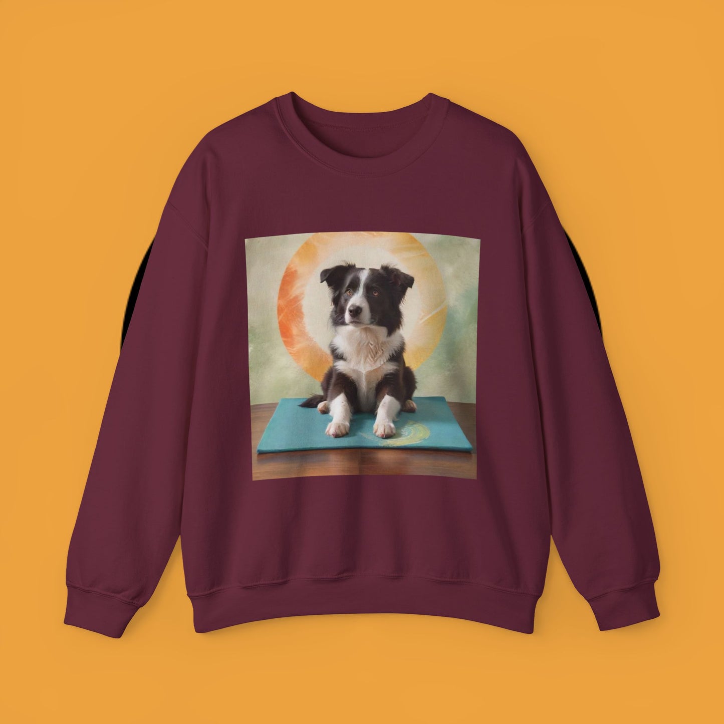 Zen Border Collie Yoga Dog Crewneck Sweatshirt - Meditation Pet Lover Gift | Spiritual Animal Art