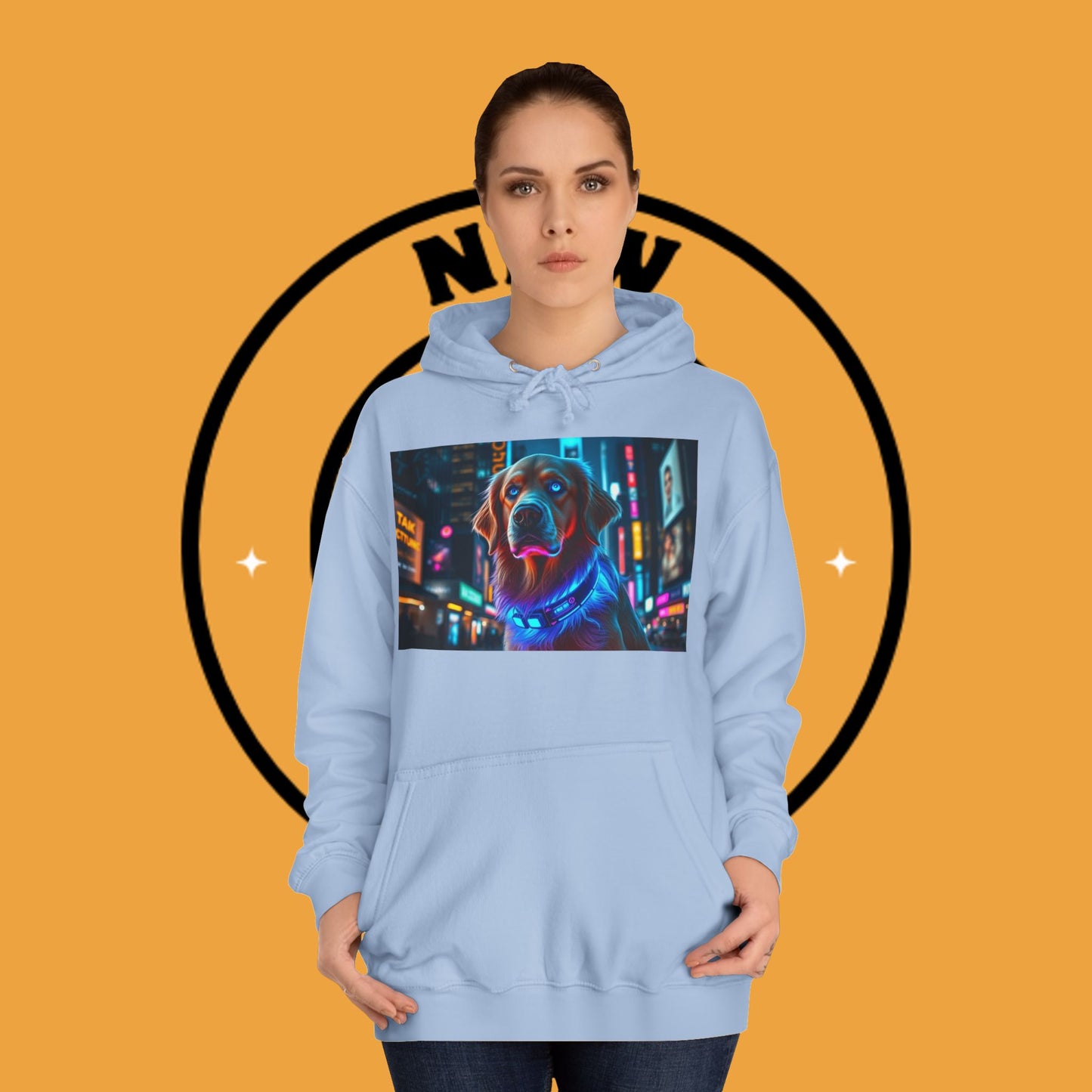 Neon City Lights – Futuristic Urban Dog Hoodie - Unisex Hoodies