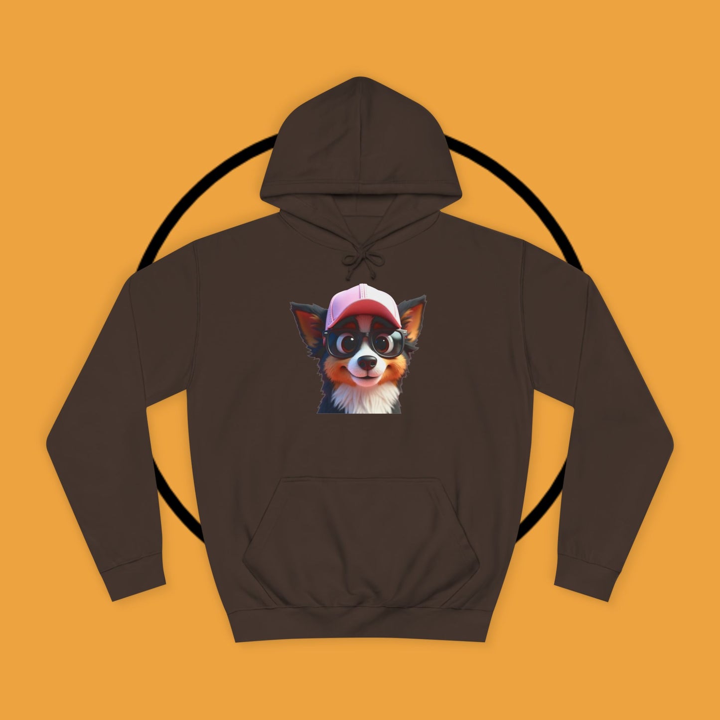 "Hipster Border Collie Puppy with Glasses & Cap Hoodie - Cute Trendy Dog Sweatshirt | Fun Design"