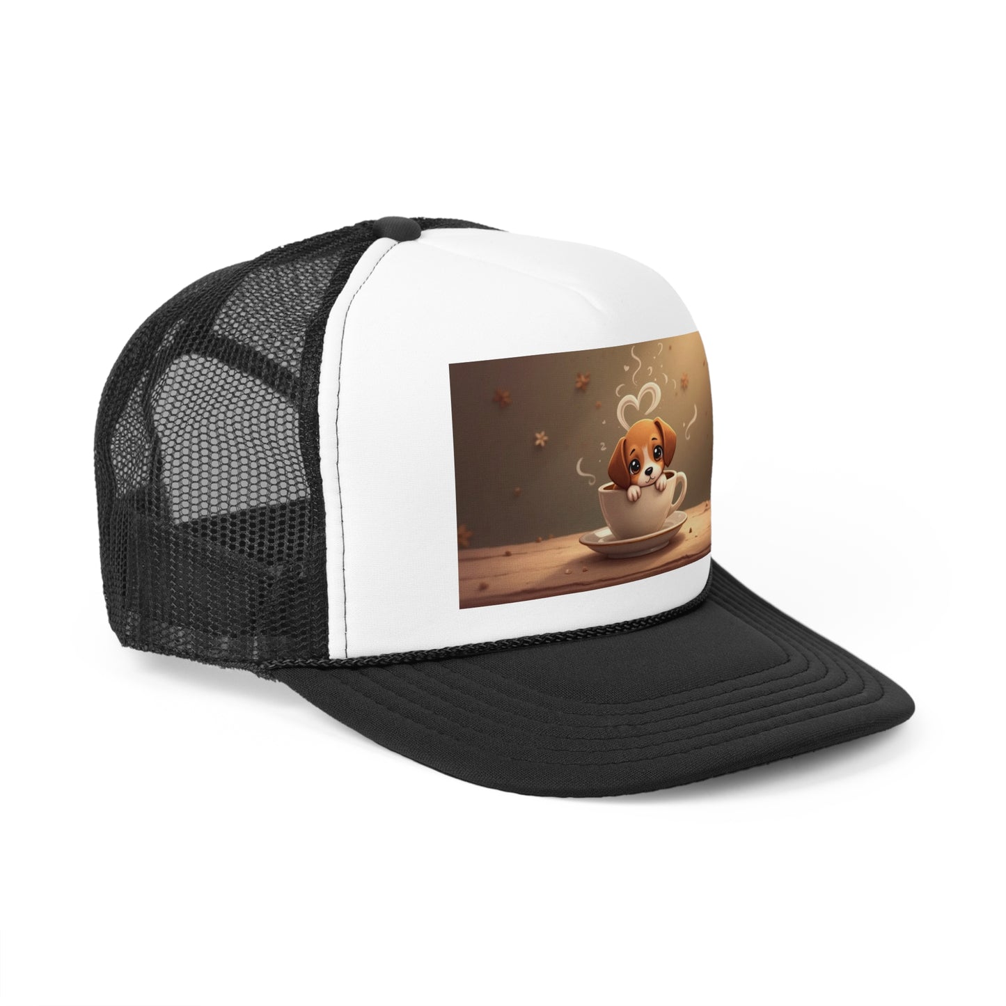 Adorable Beagle Puppy in Coffee Cup Trucker Hat - Teacup Dog Lover Unisex Cap
