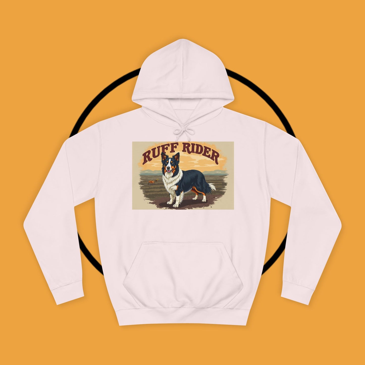 "Ruff Rider Border Collie Hoodie - Vintage Western Dog Lover Sweatshirt | Premium Quality Comfort Wear"