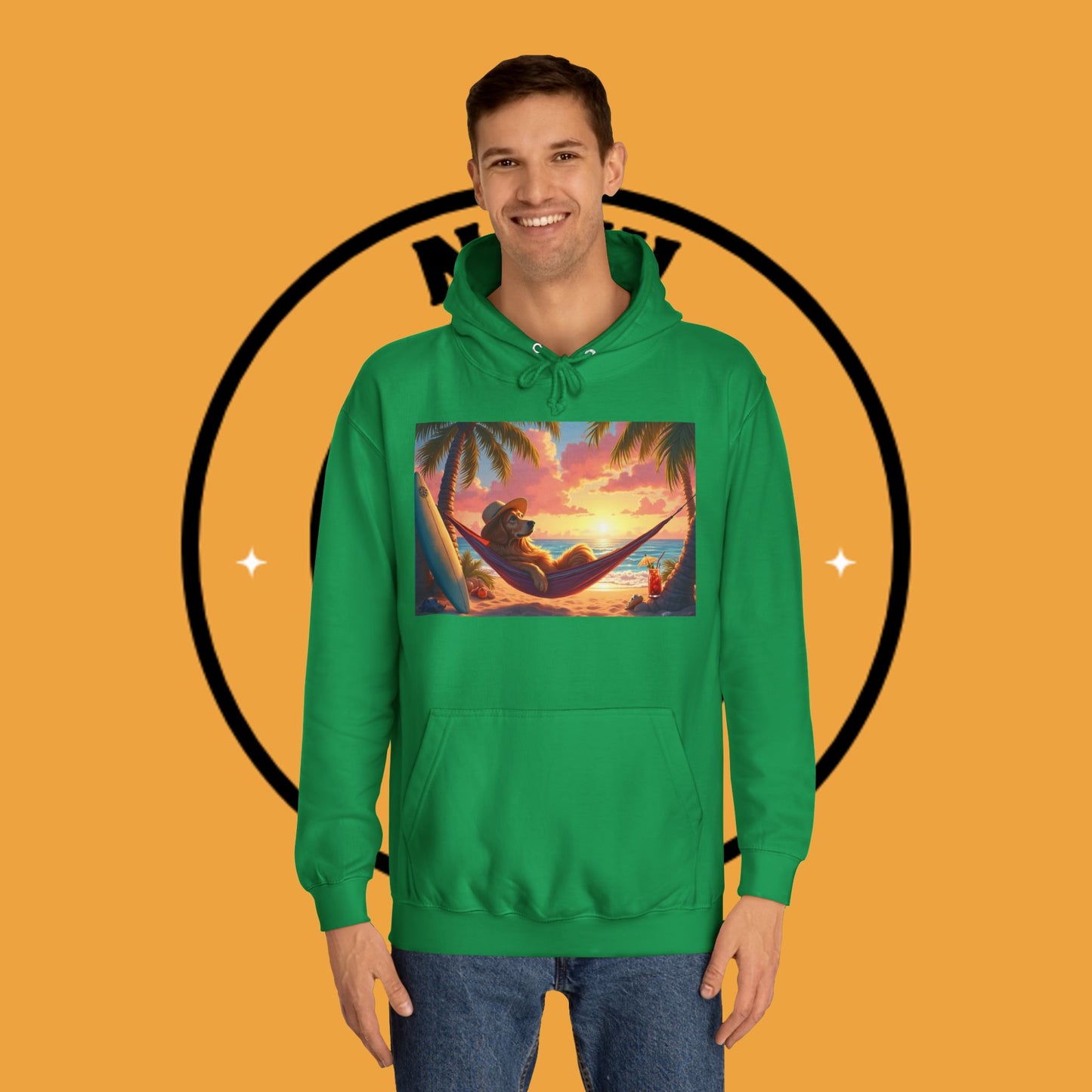 Beachside Bliss Golden Retriever Hammock Hoodie - Unisex Hoodies