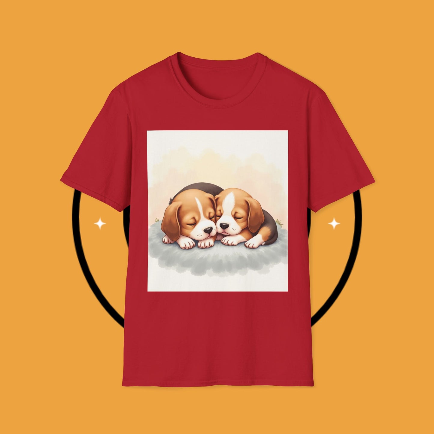 Beagle Twin Puppies Cuddling T-Shirt - Adorable Sleeping Puppies Design | Perfect Gift for Dog Lovers & Siblings