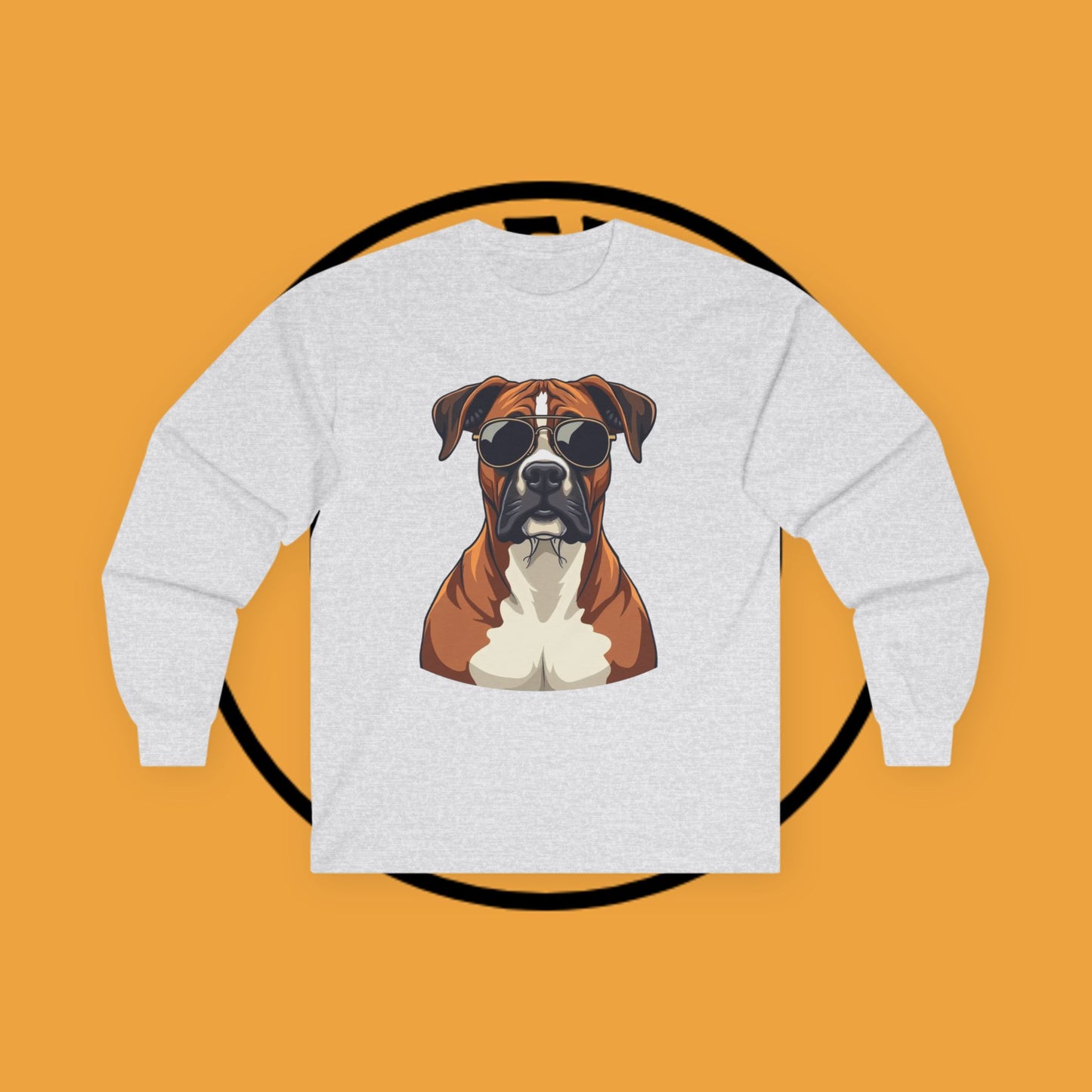 Cool Boxer Dog with Sunglasses Long Sleeve T-Shirt - Funny Aviator Style Design