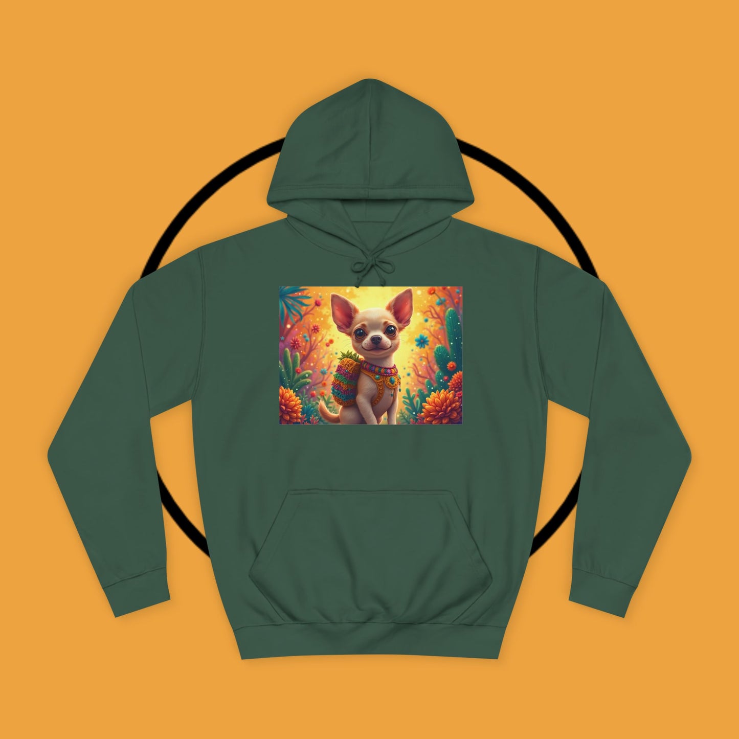 "Mexican Fiesta Chihuahua Hoodie | Day of Dead Dog Art | Colorful Desert Cactus Design | Cinco de Mayo Gift"
