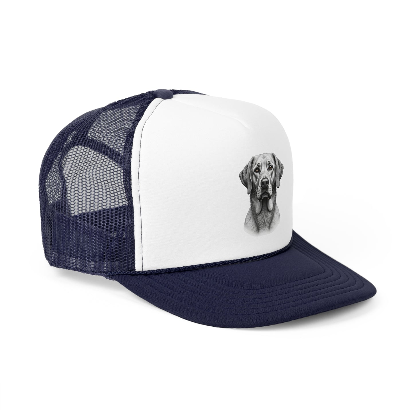 Hyperrealistic Labrador Trucker Cap - Professional Black White Portrait - Unisex Artistic Cap