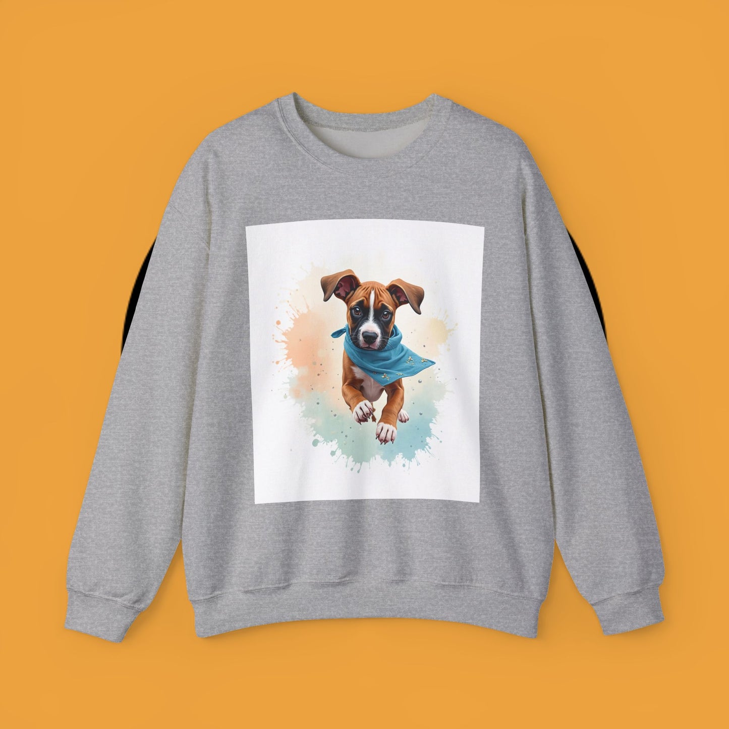 Watercolor Puppy Bandana Crewneck Sweatshirt - Artistic Dog Portrait - Unique Pet Lover Gift
