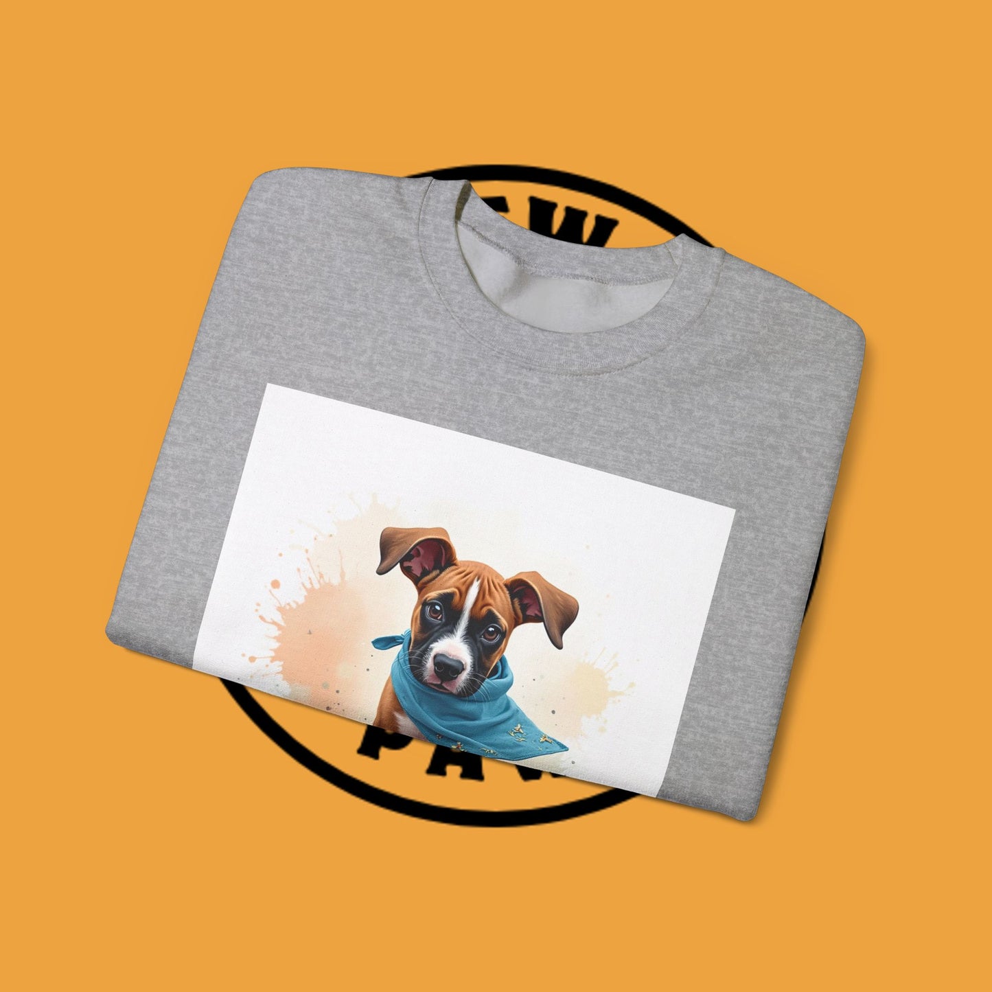 Watercolor Puppy Bandana Crewneck Sweatshirt - Artistic Dog Portrait - Unique Pet Lover Gift