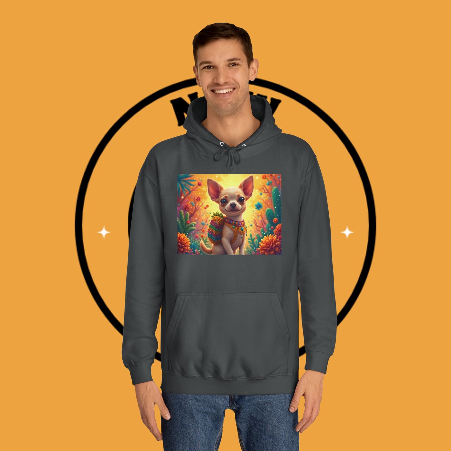 "Mexican Fiesta Chihuahua Hoodie | Day of Dead Dog Art | Colorful Desert Cactus Design | Cinco de Mayo Gift"