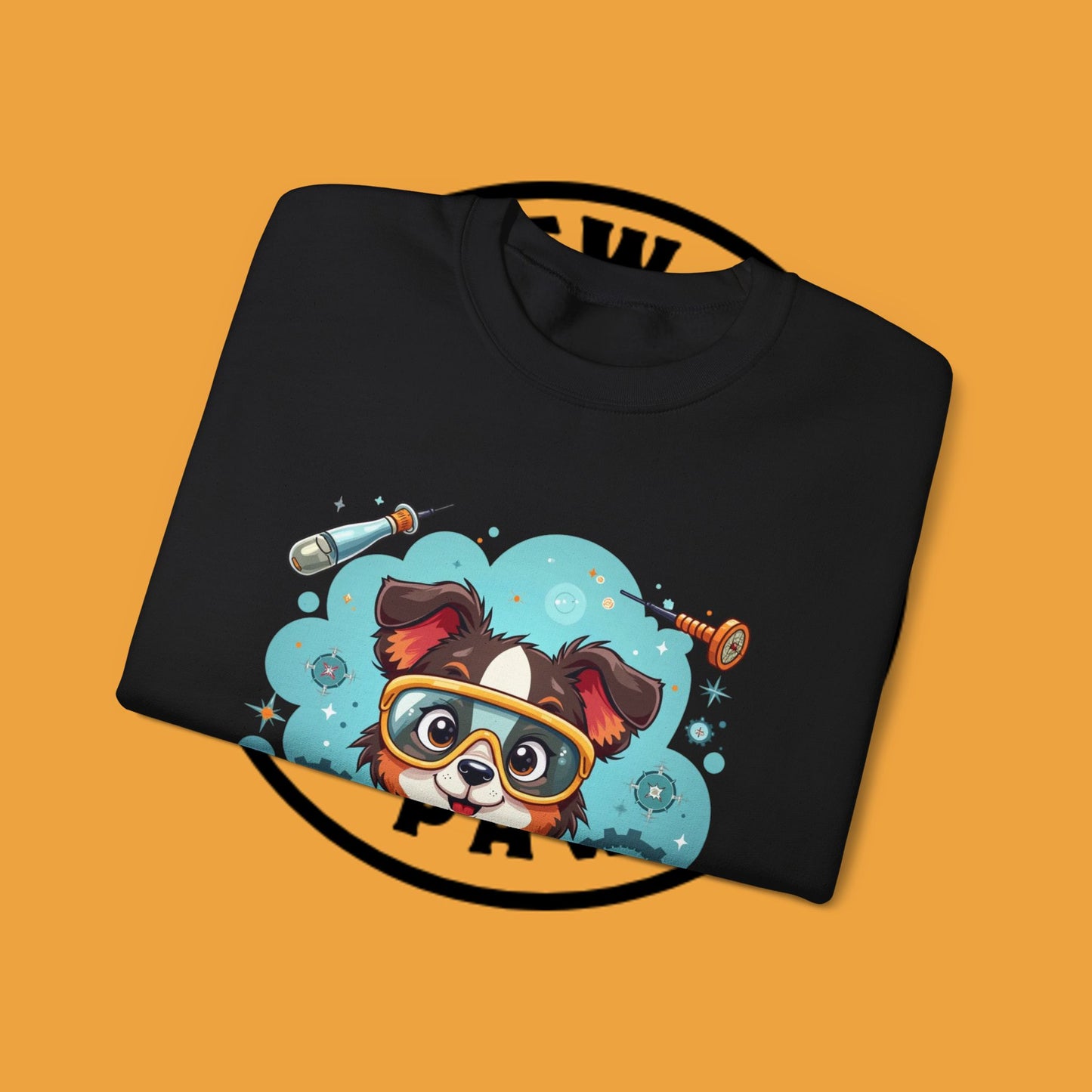 Science Dog Crewneck Sweatshirt - Cute Puppy Scientist with Lab Goggles Design | STEM Lover Gift