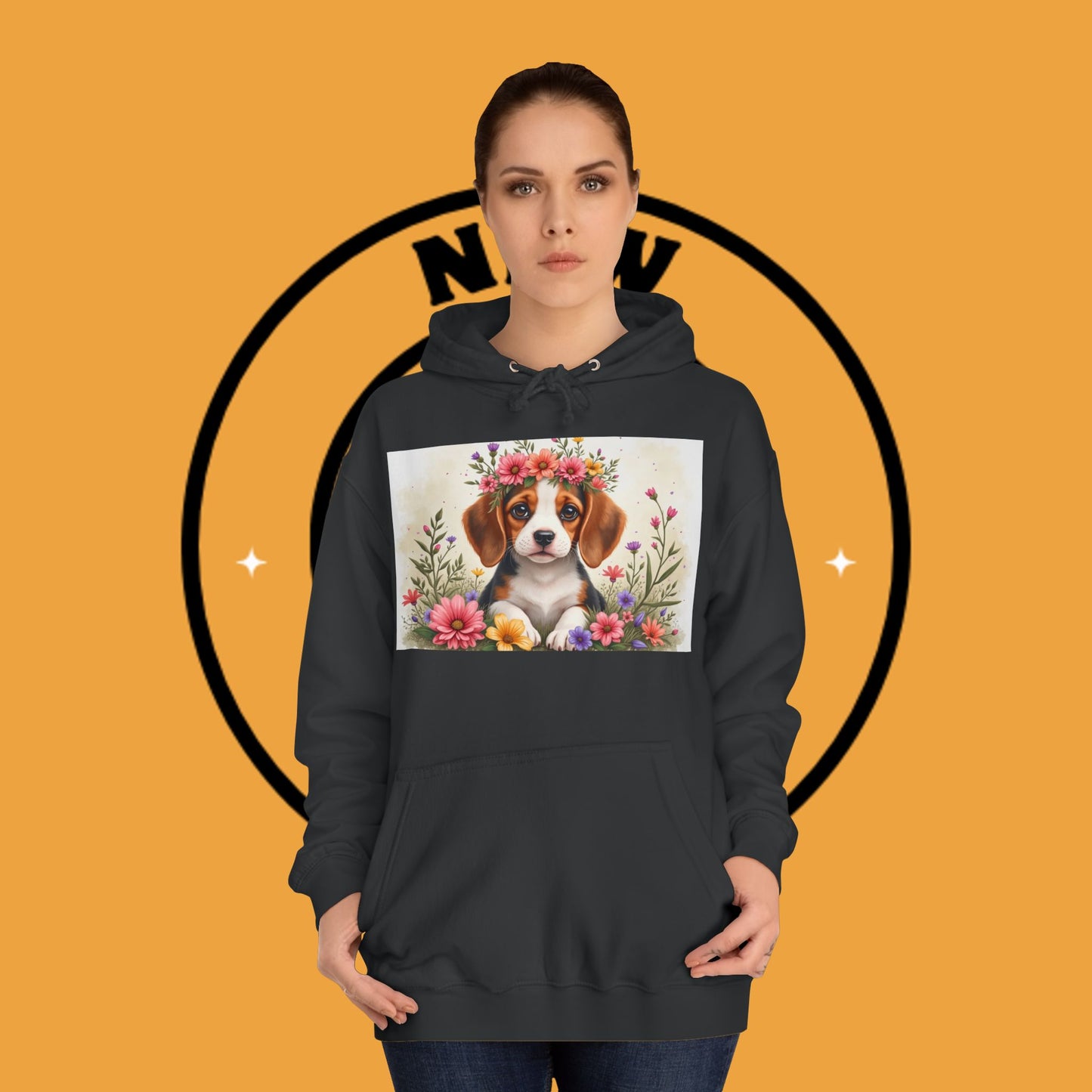 ๐ธ Enchanted Garden Beagle Hoodie - Where Cuteness Blooms! ๐ถ - Unisex Hoodie