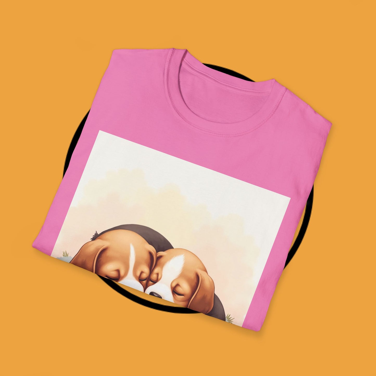 Beagle Twin Puppies Cuddling T-Shirt - Adorable Sleeping Puppies Design | Perfect Gift for Dog Lovers & Siblings