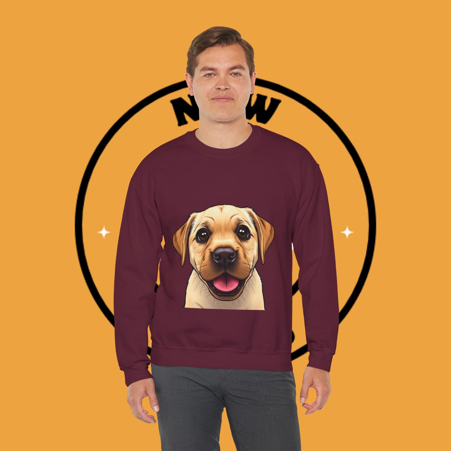 Labrador Puppy Crewneck Sweatshirt - Cartoon Dog Digital Art