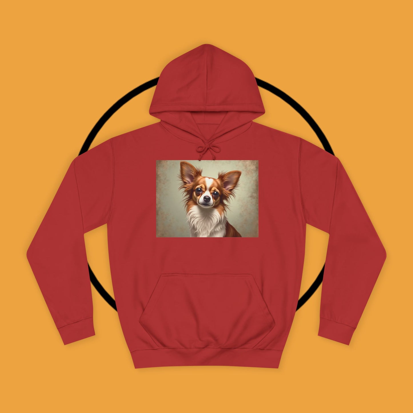 "Long Haired Chihuahua Portrait Hoodie | Elegant Pet Art | Classic Dog Painting Style | Beautiful Chihuahua Gift"