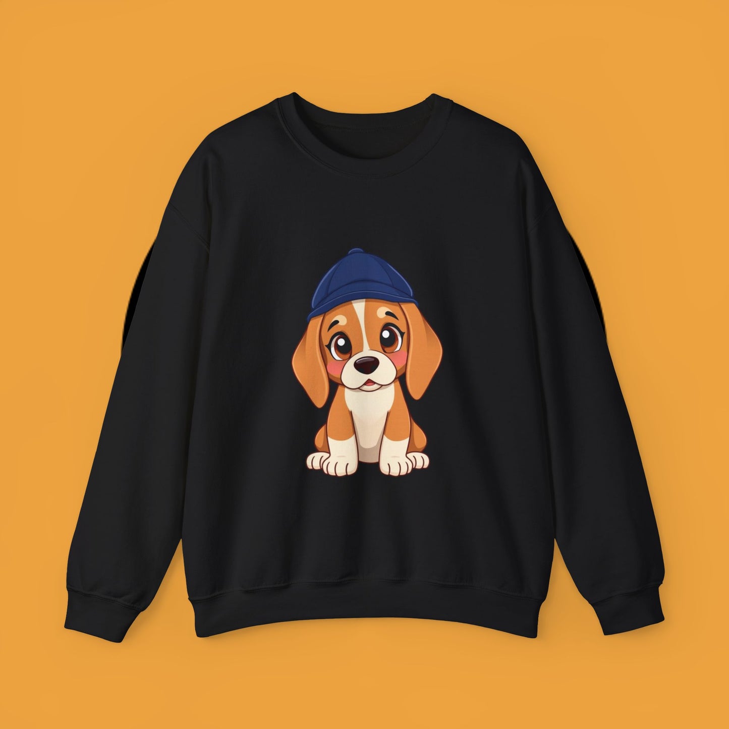 Beagle Puppy Crewneck Sweatshirt with Hat - Adorable Kawaii Dog Design