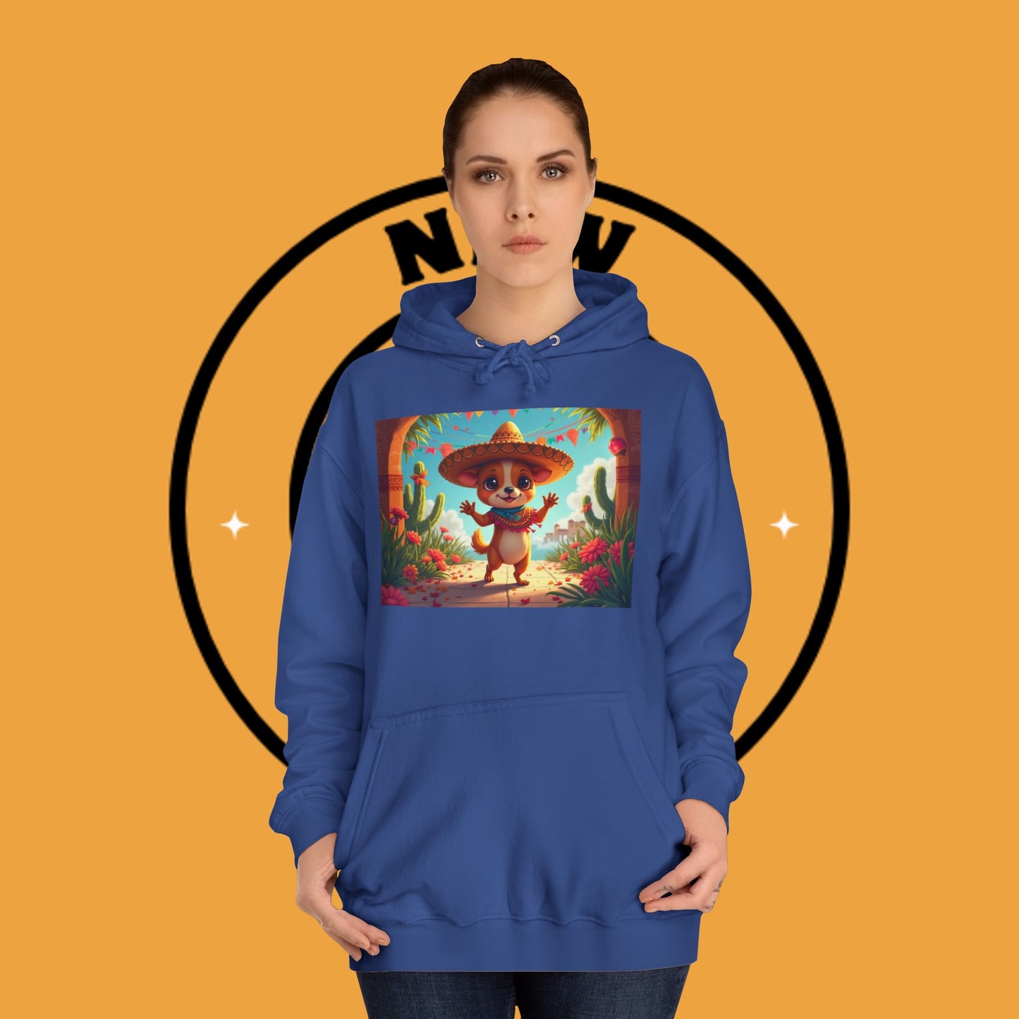 "Mexican Sombrero Chihuahua Hoodie | Fiesta Dog Celebration Wear | Authentic México Desert Art | Cinco de Mayo Gift"