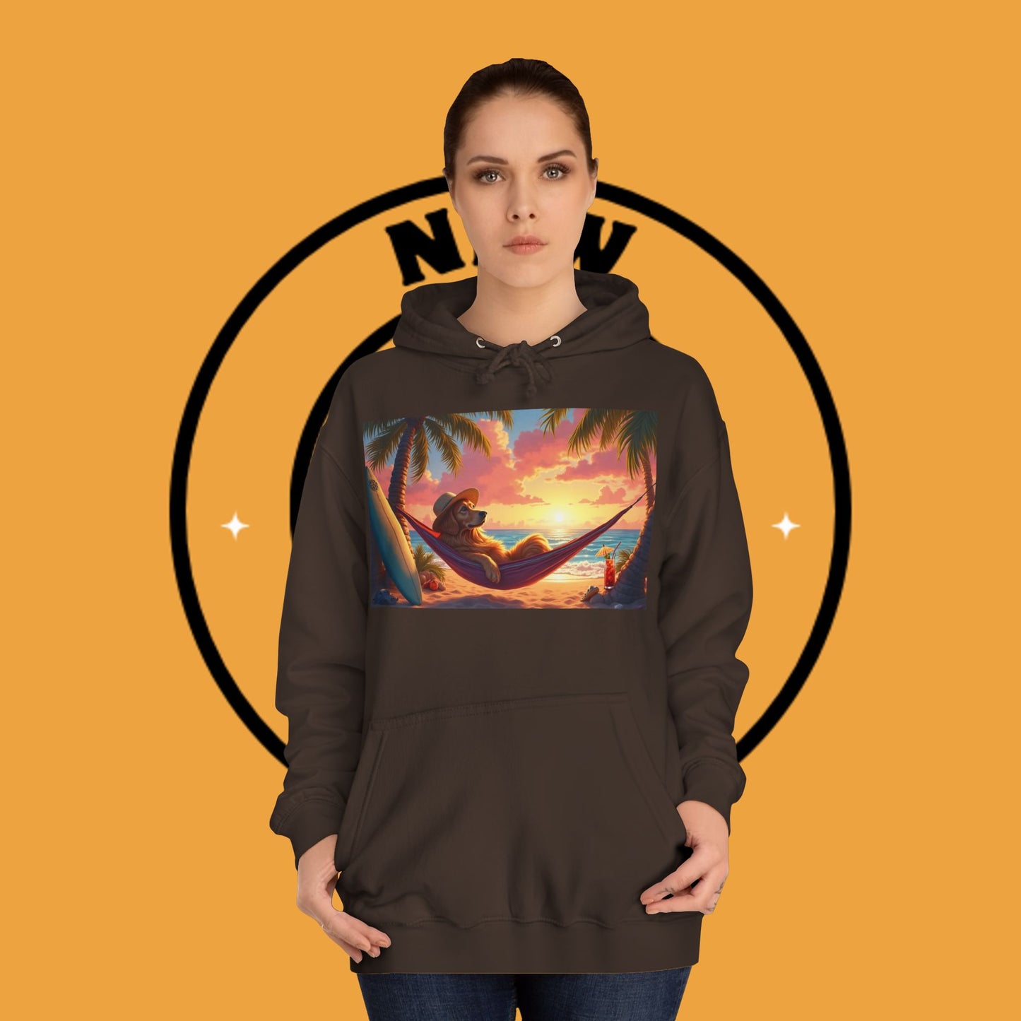 Beachside Bliss Golden Retriever Hammock Hoodie - Unisex Hoodies