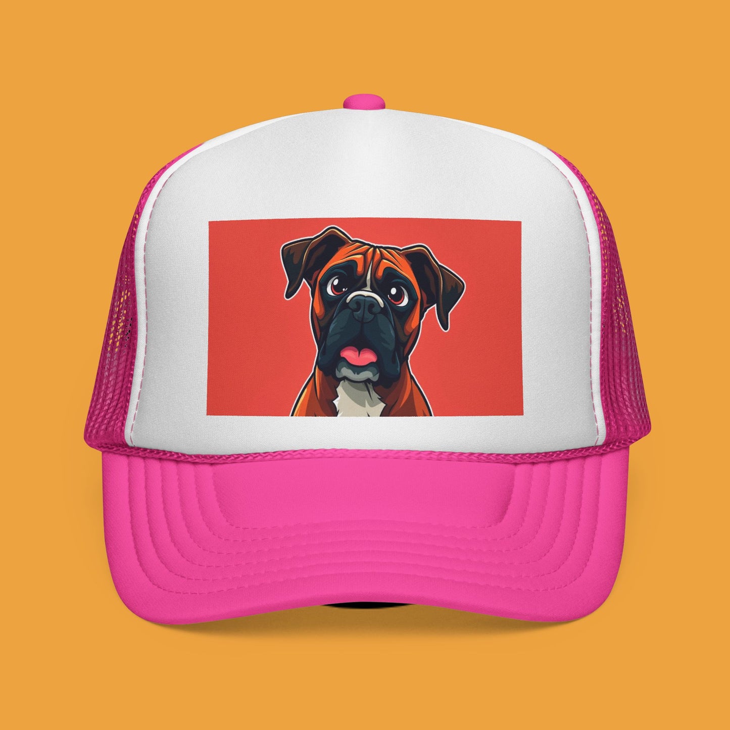Boxer Dog Trucker Hat - Vintage Pet Portrait Cap | Adjustable Snapback Mesh Hat for Dog Lovers | Premium Quality Animal Art Headwear