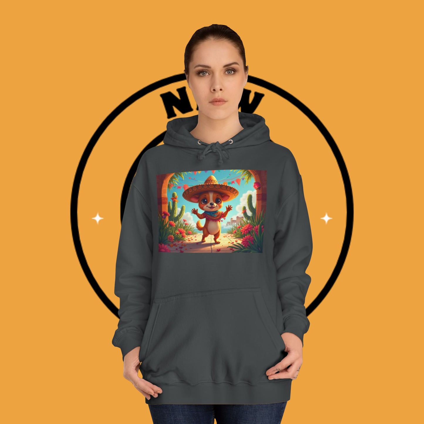 "Mexican Sombrero Chihuahua Hoodie | Fiesta Dog Celebration Wear | Authentic México Desert Art | Cinco de Mayo Gift"