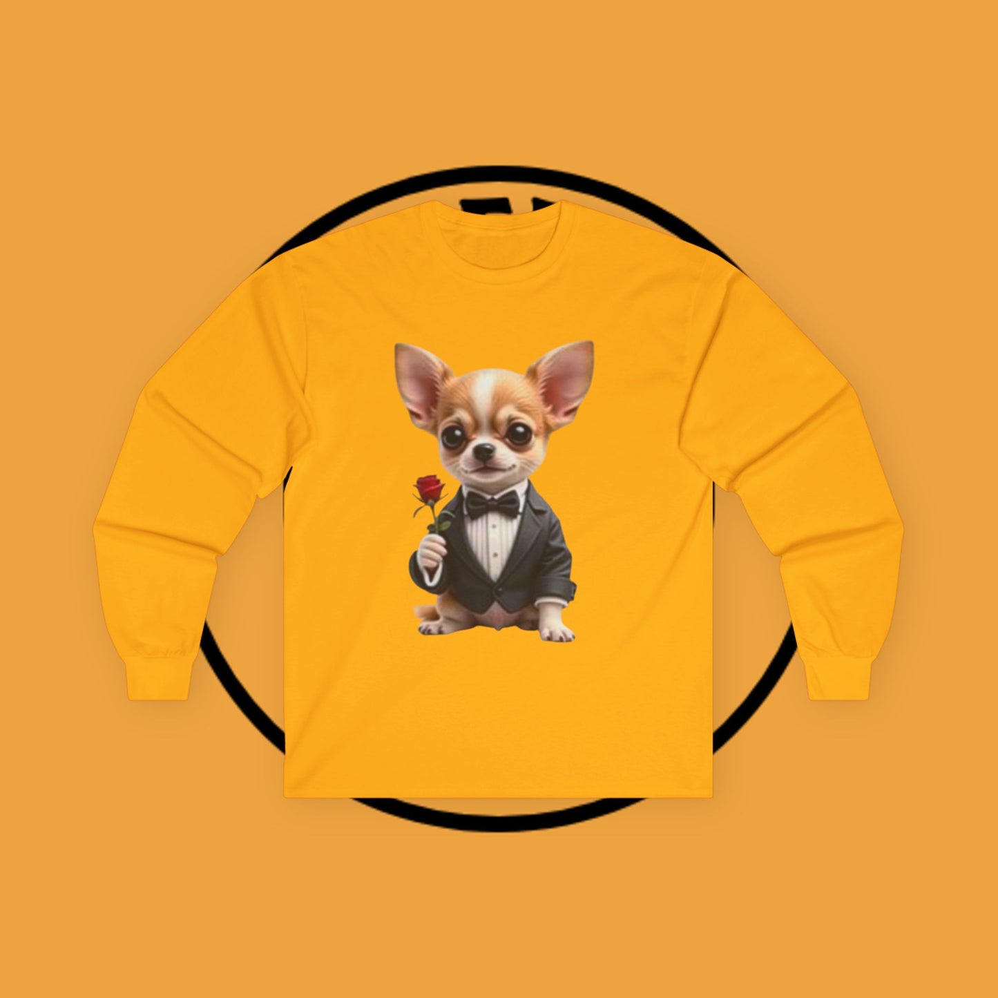 ๐น Gentleman Chihuahua Long Sleeve Tee - Dapper Dog in Tuxedo Design