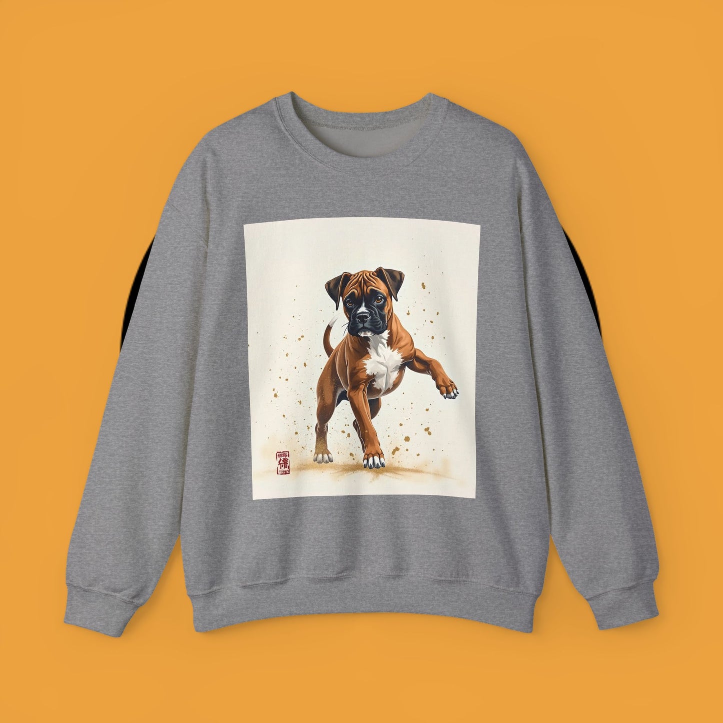 Running Boxer Puppy Crewneck Sweatshirt | Artistic Dog Lover Gift | Dynamic Movement Design