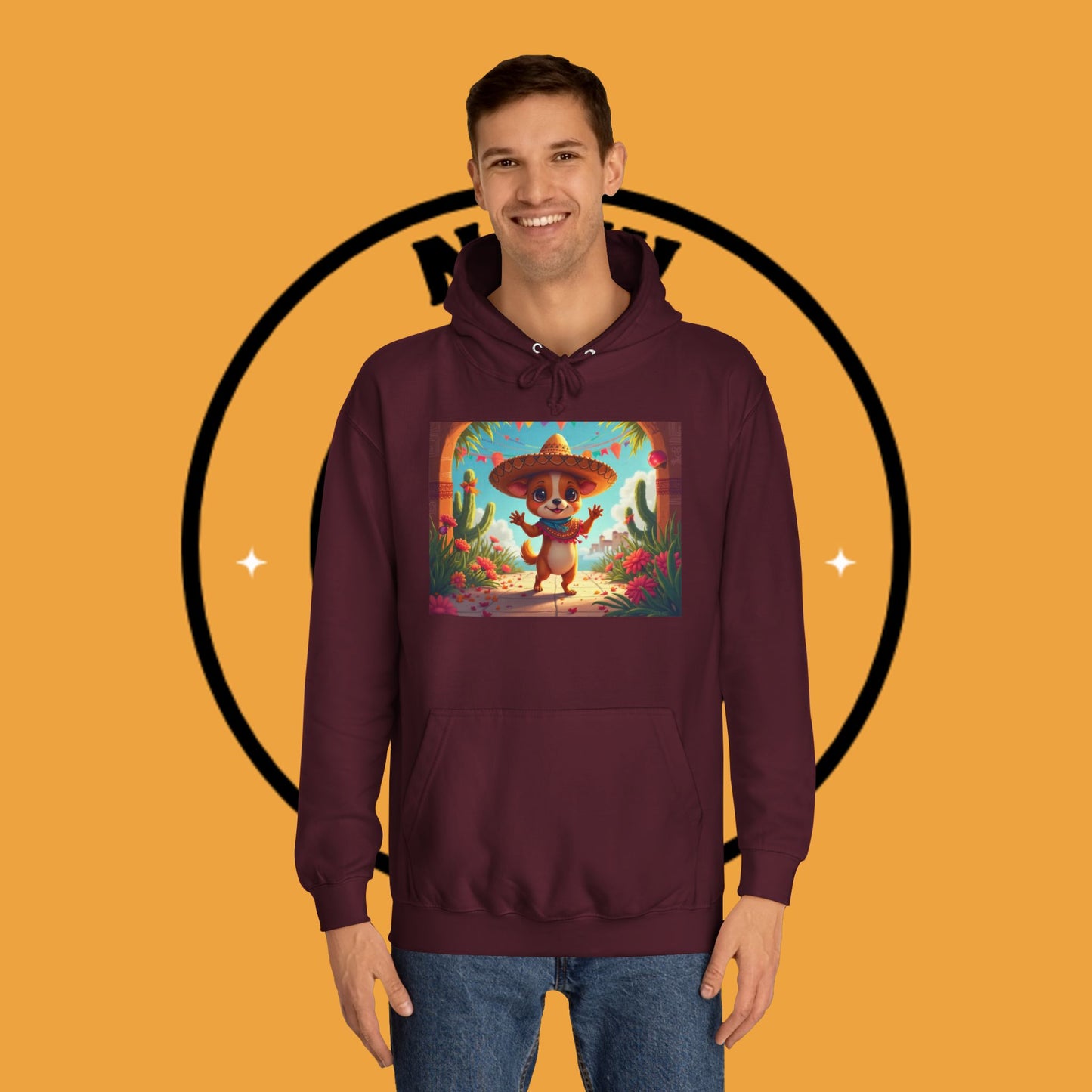 "Mexican Sombrero Chihuahua Hoodie | Fiesta Dog Celebration Wear | Authentic México Desert Art | Cinco de Mayo Gift"
