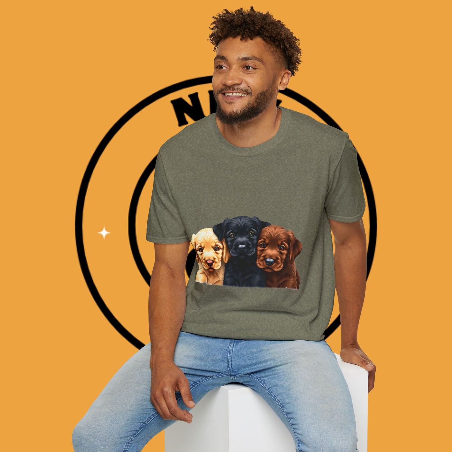 3 Adorable Retrievers Puppys - Dog - Unisex T-Shirt Design "Retriever Squad ๐พ | Trio of Cuteness T-Shirt for Dog Devotees"